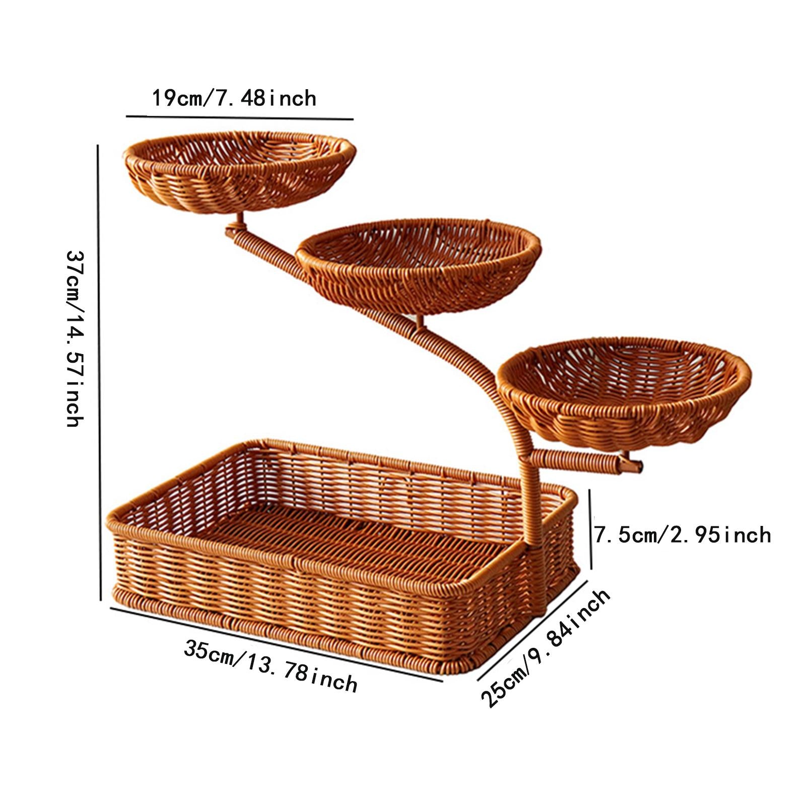 Fruit Basket Multi Tiers Compact Kitchen Counter Organizer Rack Serving Tray Style B