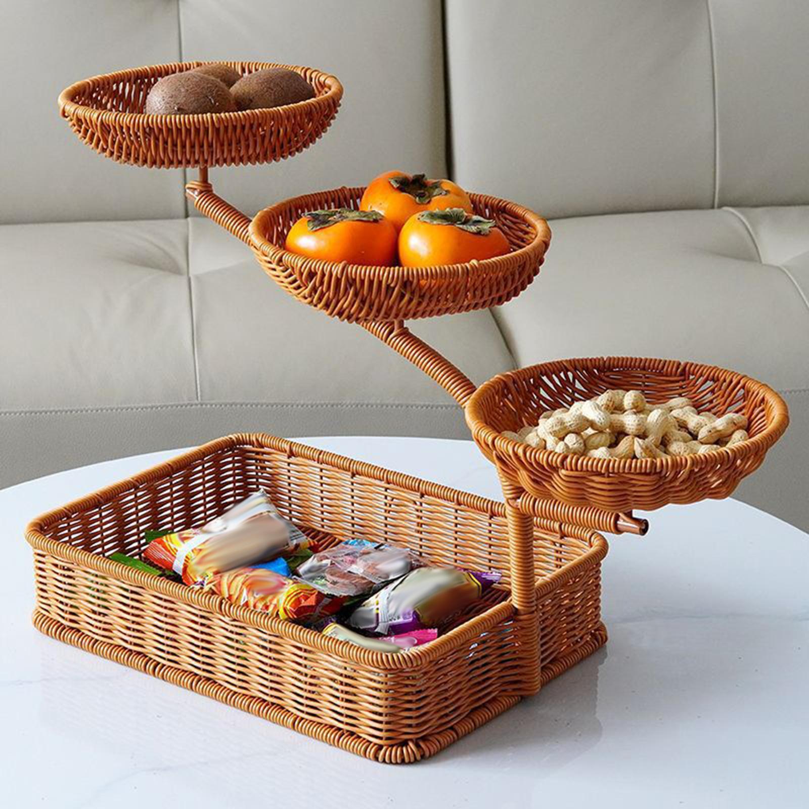 Fruit Basket Multi Tiers Compact Kitchen Counter Organizer Rack Serving Tray Style B