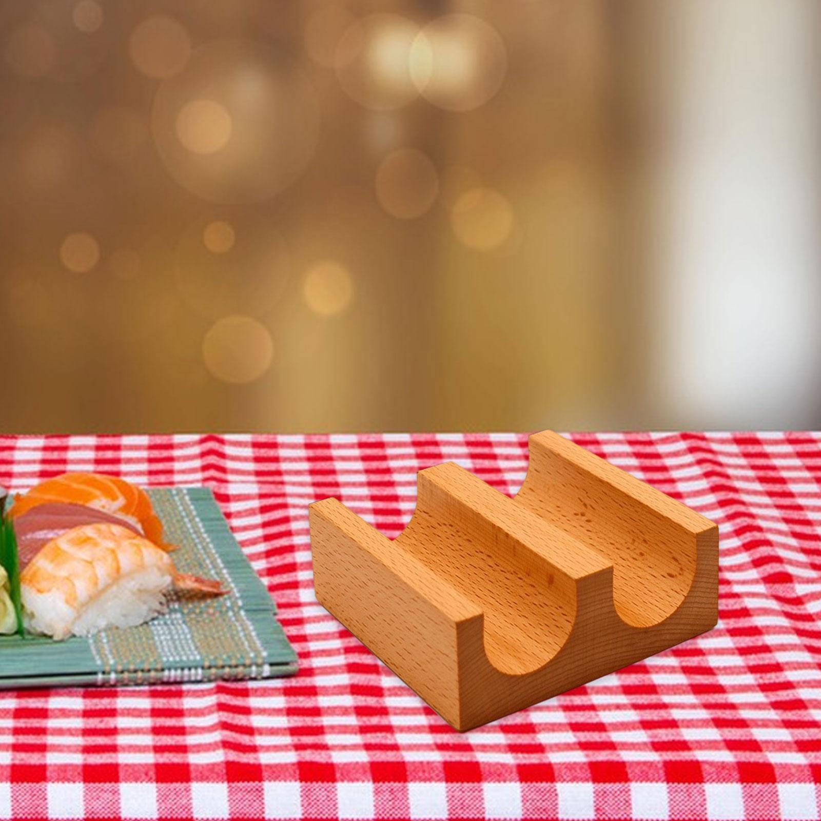 Wooden Sushi Holder Sushi Hand Roll Holder for Dining Table Party Bar 2 Grid