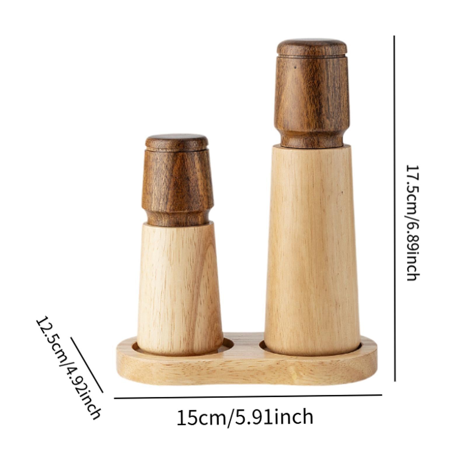 Pepper Mill Set Peppercorn Mill with Tray Wood for Home Household Kitchen