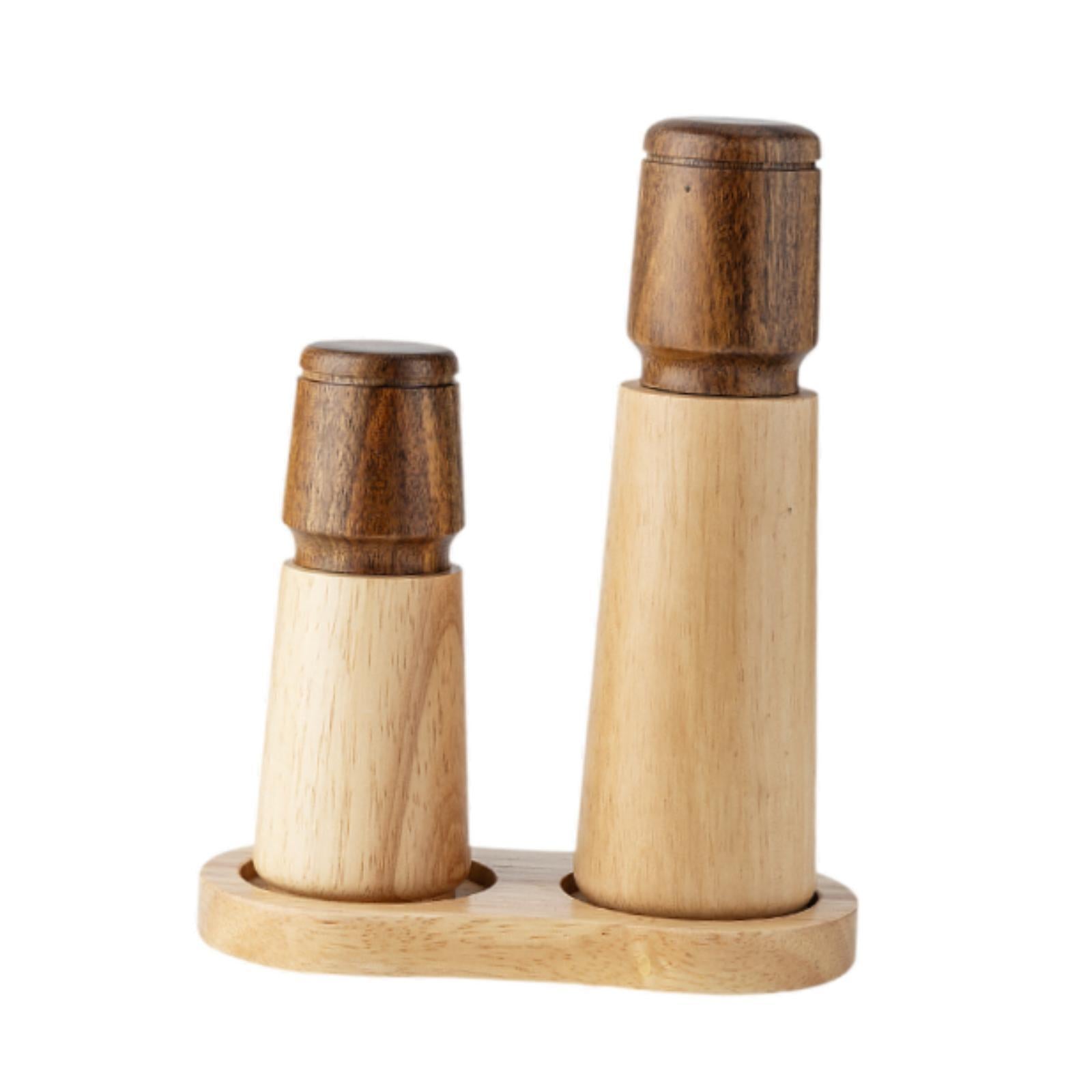 Pepper Mill Set Peppercorn Mill with Tray Wood for Home Household Kitchen