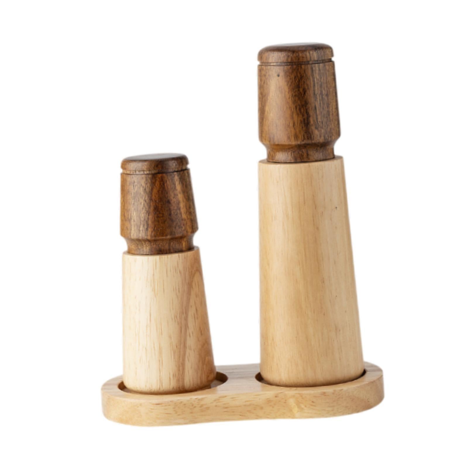 Pepper Mill Set Peppercorn Mill with Tray Wood for Home Household Kitchen