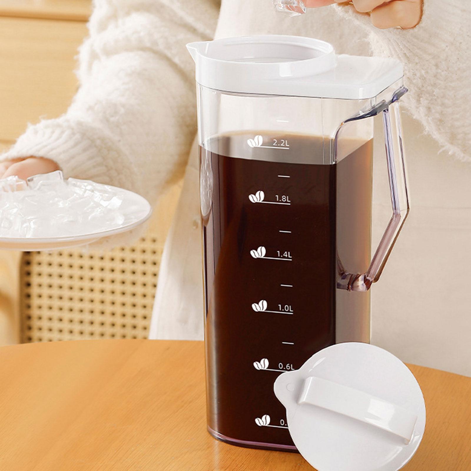 Fridge Water Pitcher with Lid with Scale for Hot/Cold Beverage Kitchens Use 2.2 L