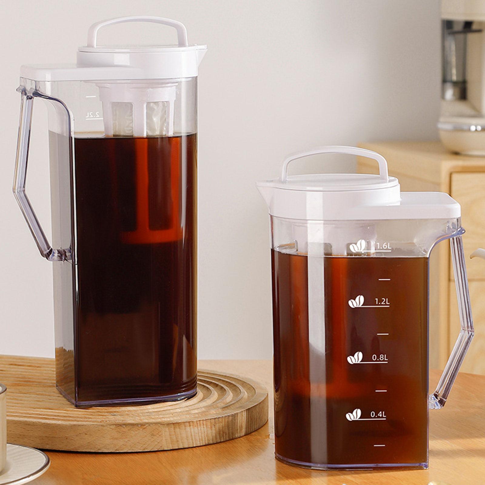 Fridge Water Pitcher with Lid with Scale for Hot/Cold Beverage Kitchens Use 2.2 L