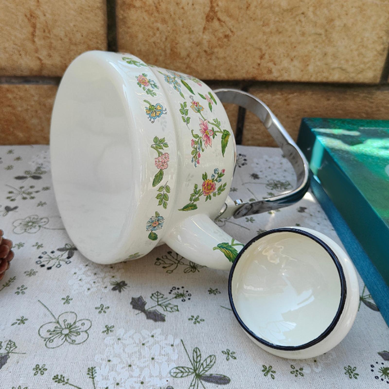 Enamel Water Kettle Warmer Leakproof Enamel Teapot for Camping Hiking Indoor