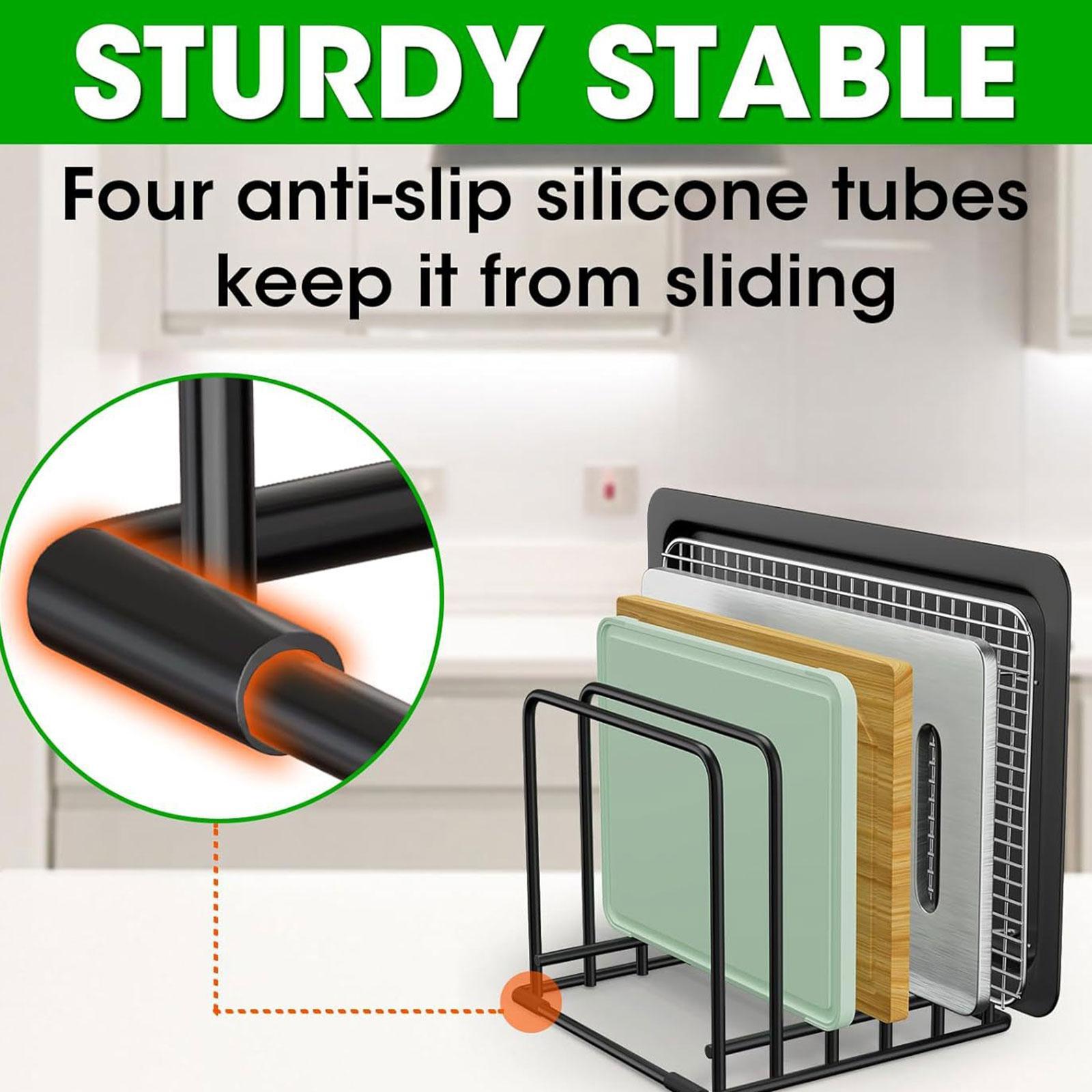 Kitchen Pan Pot Storage Rack with 5 Slots Accessory for Cabinet Space Saving