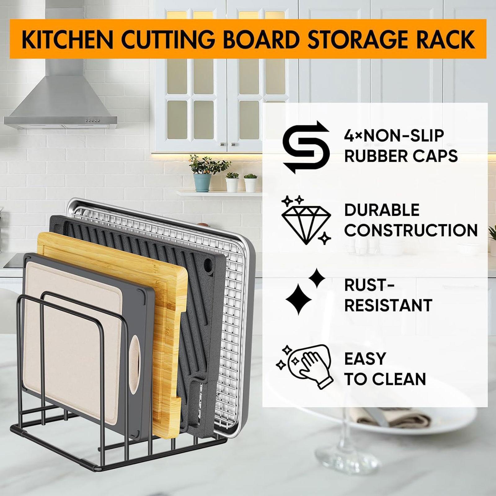 Kitchen Pan Pot Storage Rack with 5 Slots Accessory for Cabinet Space Saving