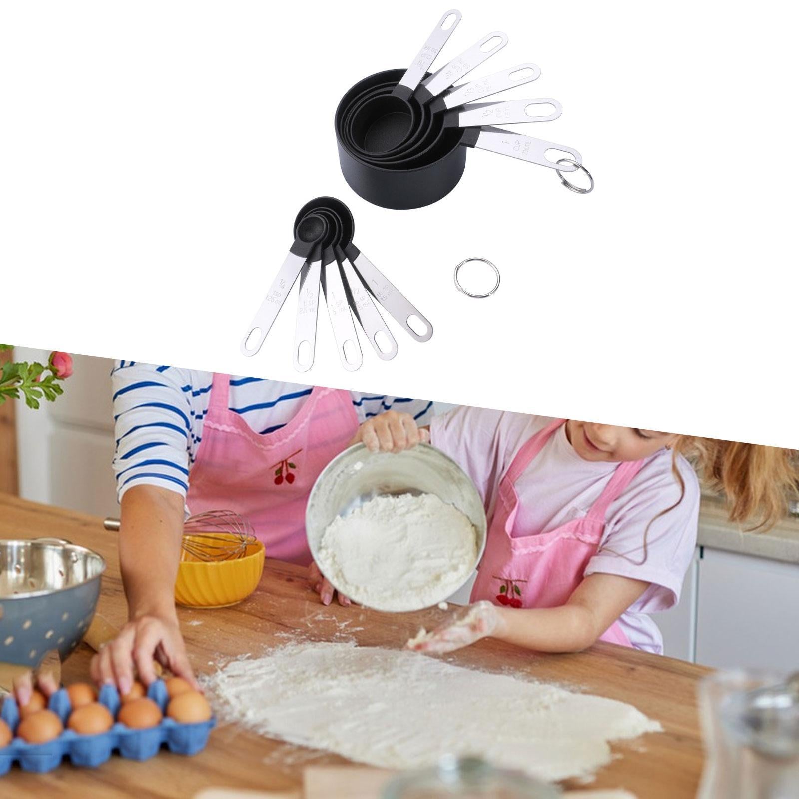 Measuring Cups Spoons Set Compact Mixing Spoons for Cooking Home Accessories Black