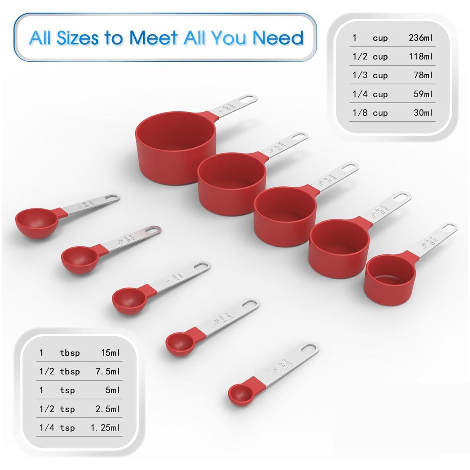 Measuring Cups Spoons Set Compact Mixing Spoons for Cooking Home Accessories Red