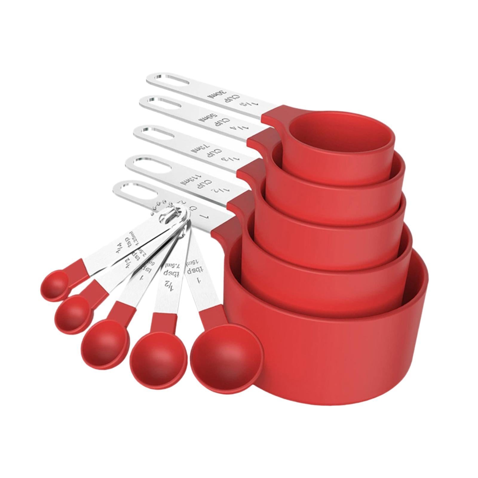 Measuring Cups Spoons Set Compact Mixing Spoons for Cooking Home Accessories Red