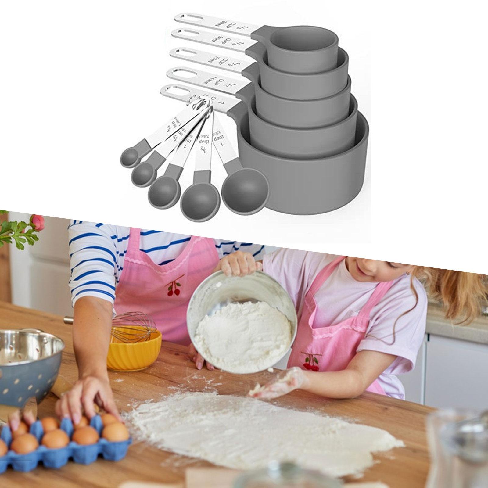 Measuring Cups Spoons Set Compact Mixing Spoons for Cooking Home Accessories Gray