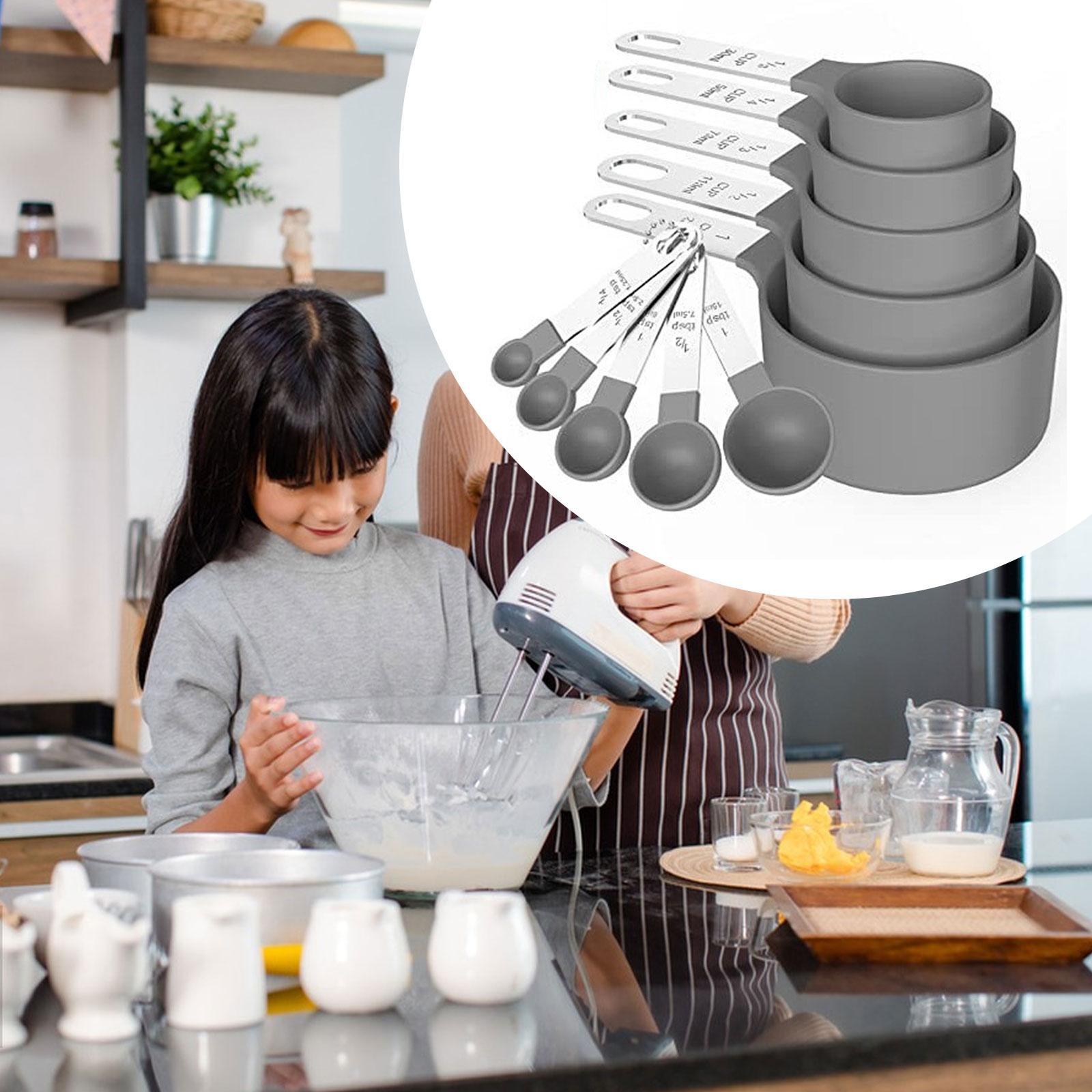 Measuring Cups Spoons Set Compact Mixing Spoons for Cooking Home Accessories Gray