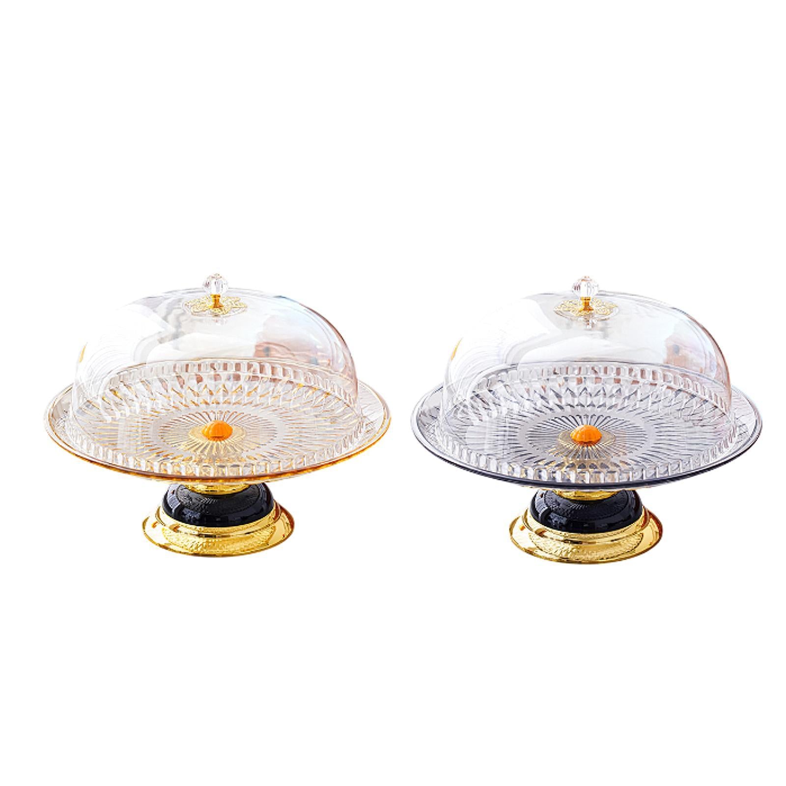 Cake Plate with Dome Trendy Pastries Tray Snack for Party Dining Room Events Yellow