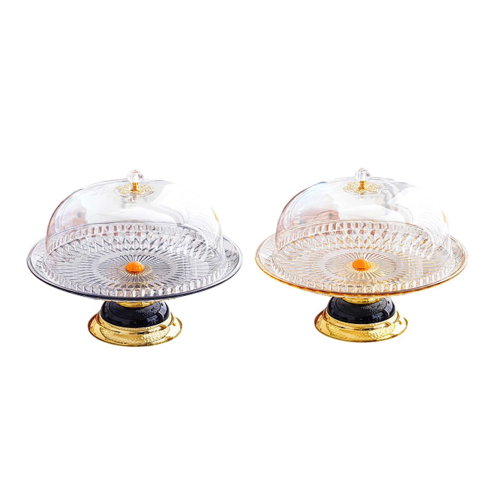Cake Plate with Dome Trendy Pastries Tray Snack for Party Dining Room Events Yellow