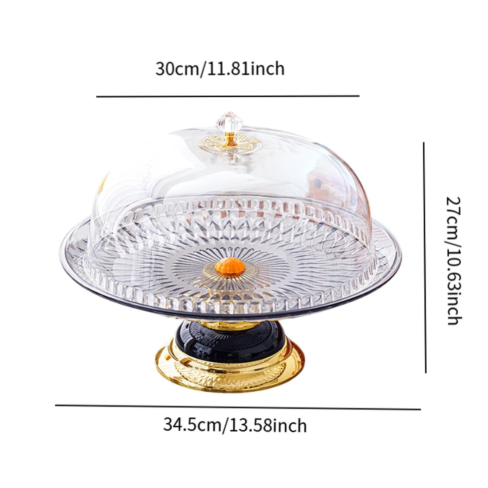 Cake Plate with Dome Trendy Pastries Tray Snack for Party Dining Room Events Black