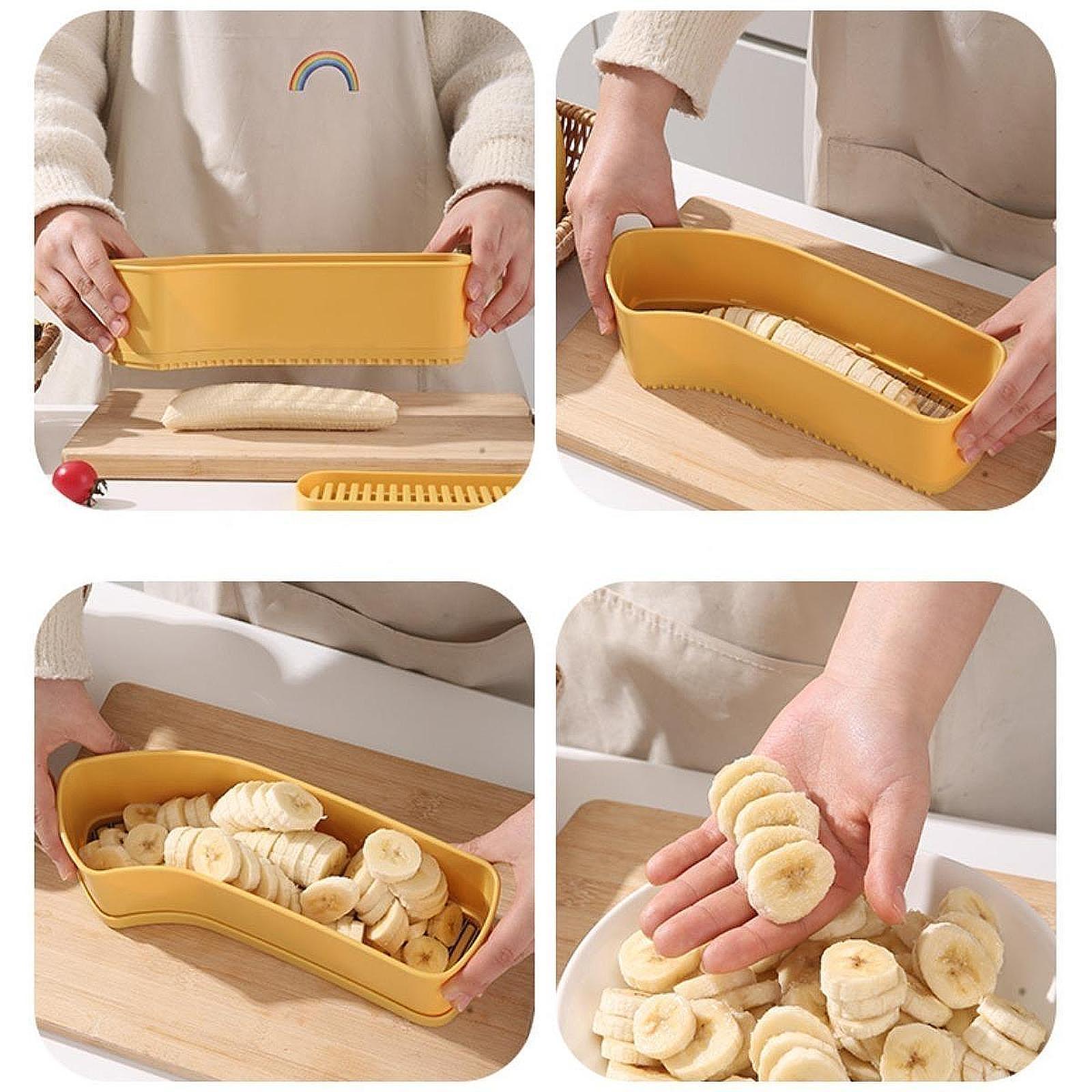 Banana Slicer Cucumber Fruit Cutter Multifunctional Lightweight Kitchen Tool Yellow