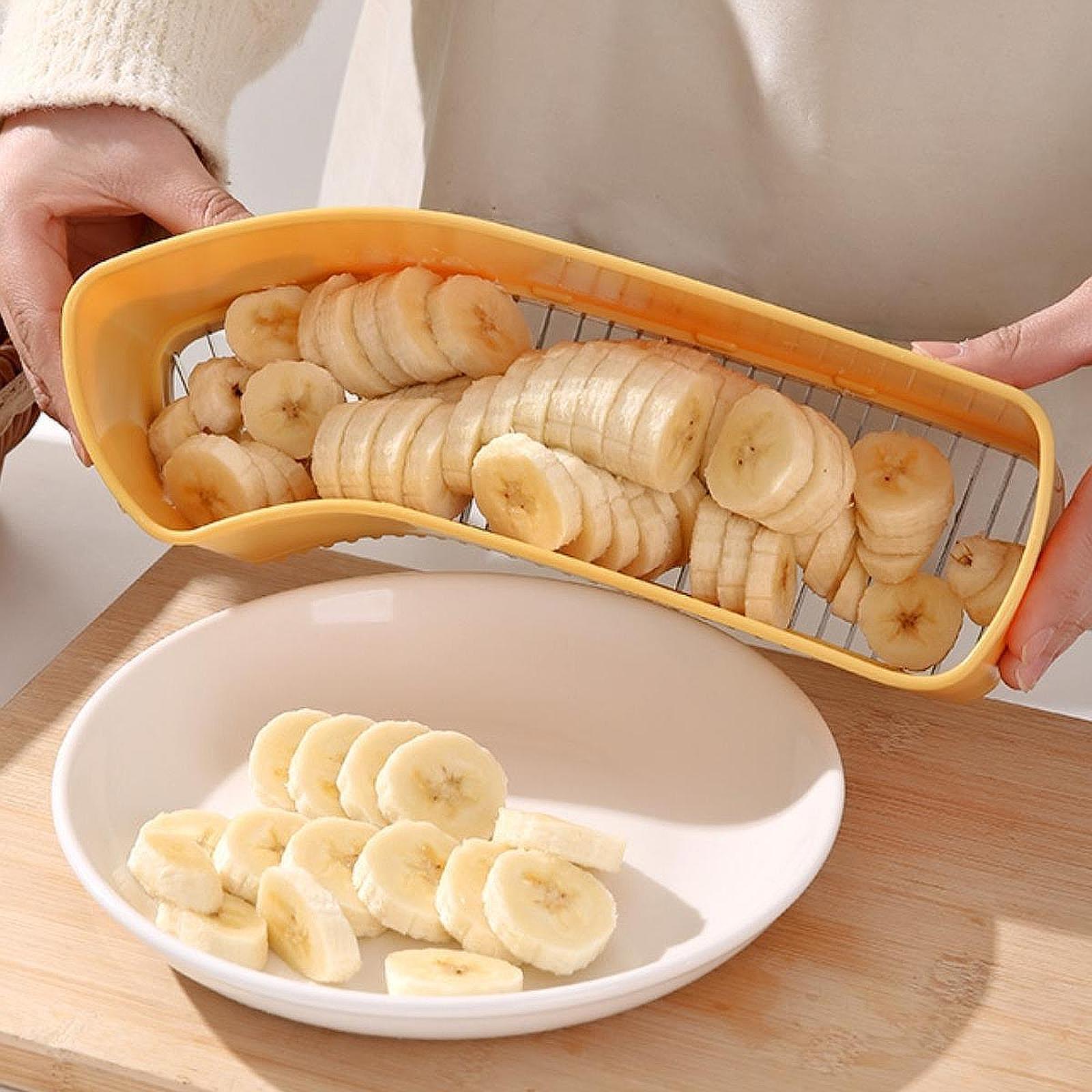 Banana Slicer Cucumber Fruit Cutter Multifunctional Lightweight Kitchen Tool Yellow
