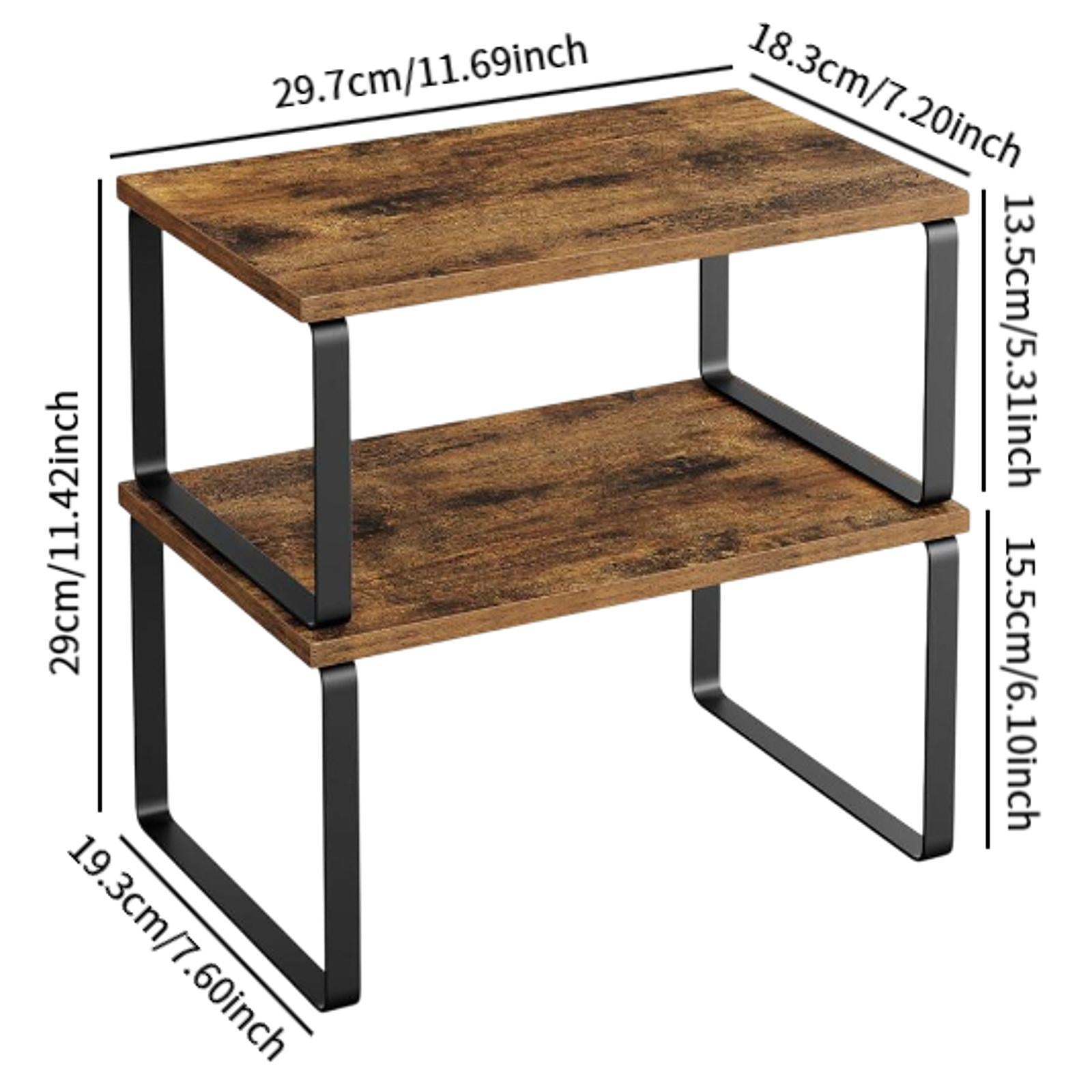 2Pcs Cabinet Organizer Shelves Kitchen Counter Organizers Pantry Spice Racks Black Brown
