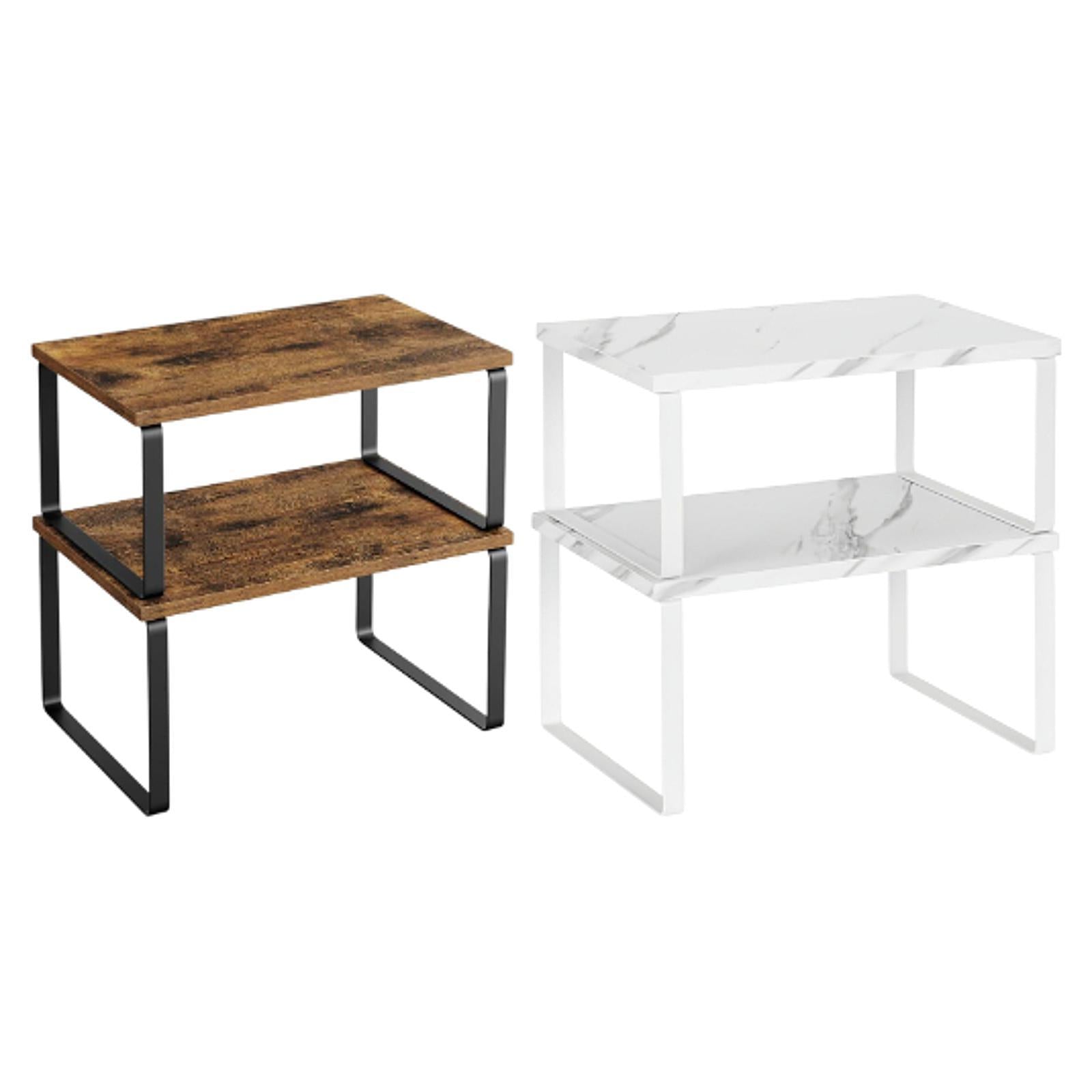 2Pcs Cabinet Organizer Shelves Kitchen Counter Organizers Pantry Spice Racks Black Brown