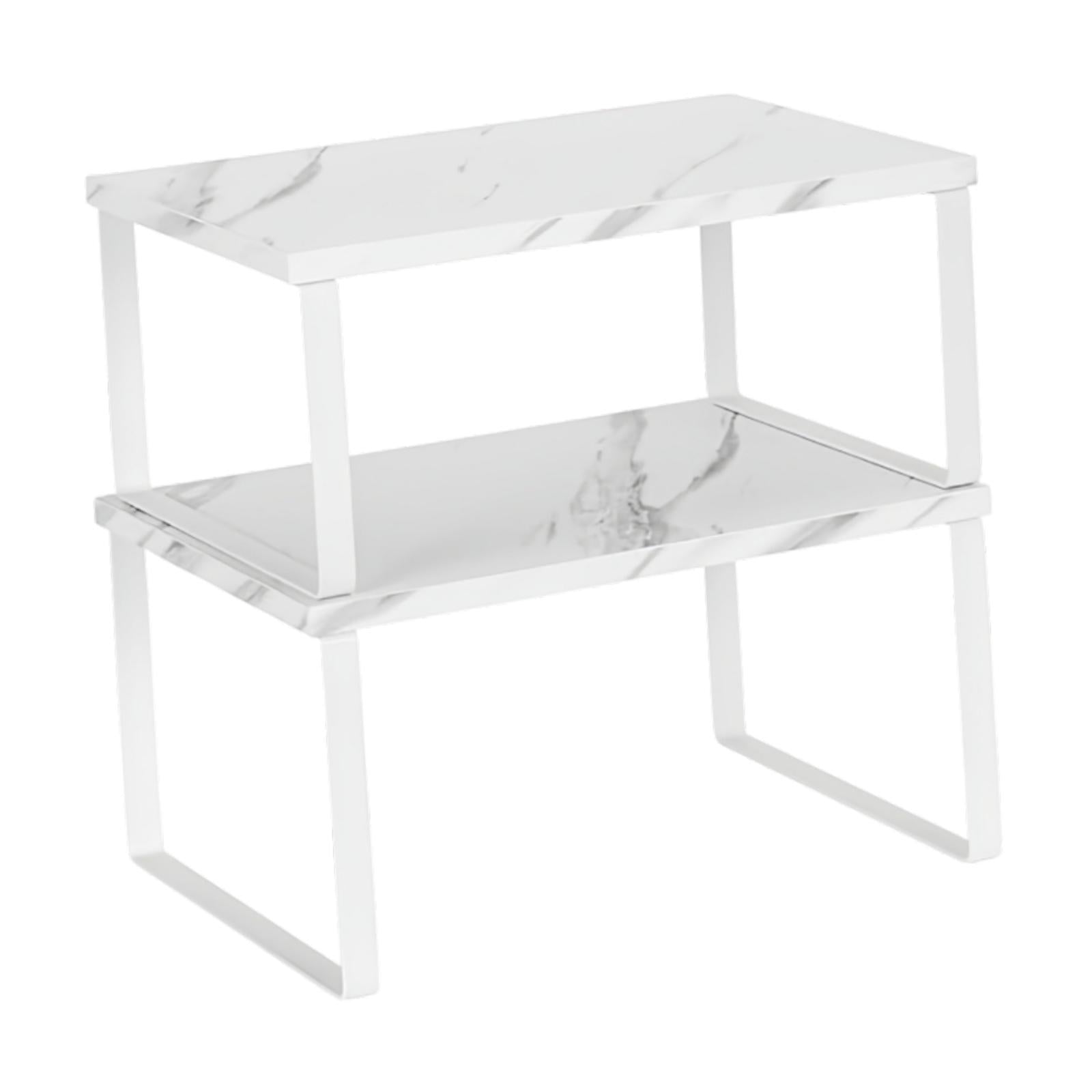 2Pcs Cabinet Organizer Shelves Kitchen Counter Organizers Pantry Spice Racks White