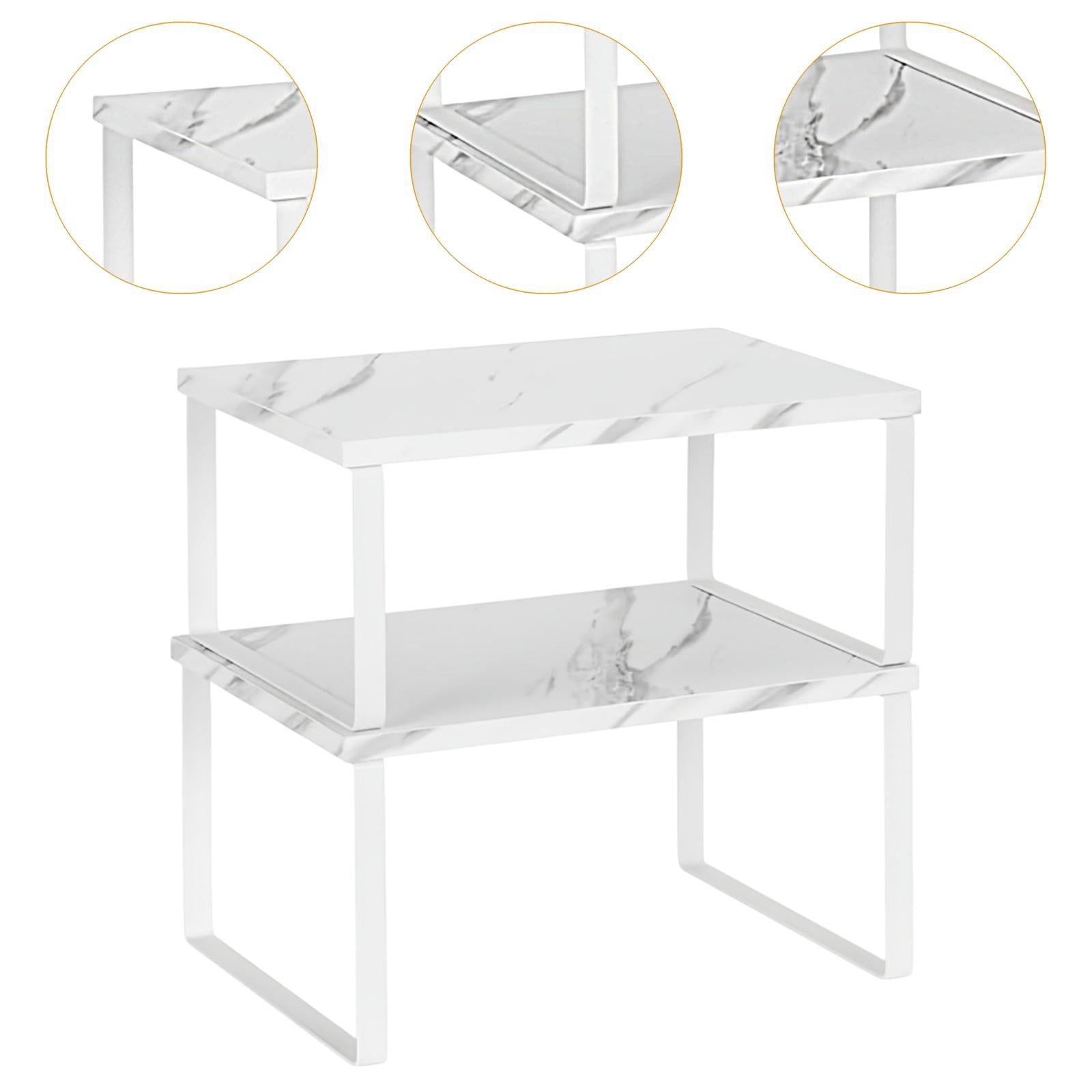 2Pcs Cabinet Organizer Shelves Kitchen Counter Organizers Pantry Spice Racks White