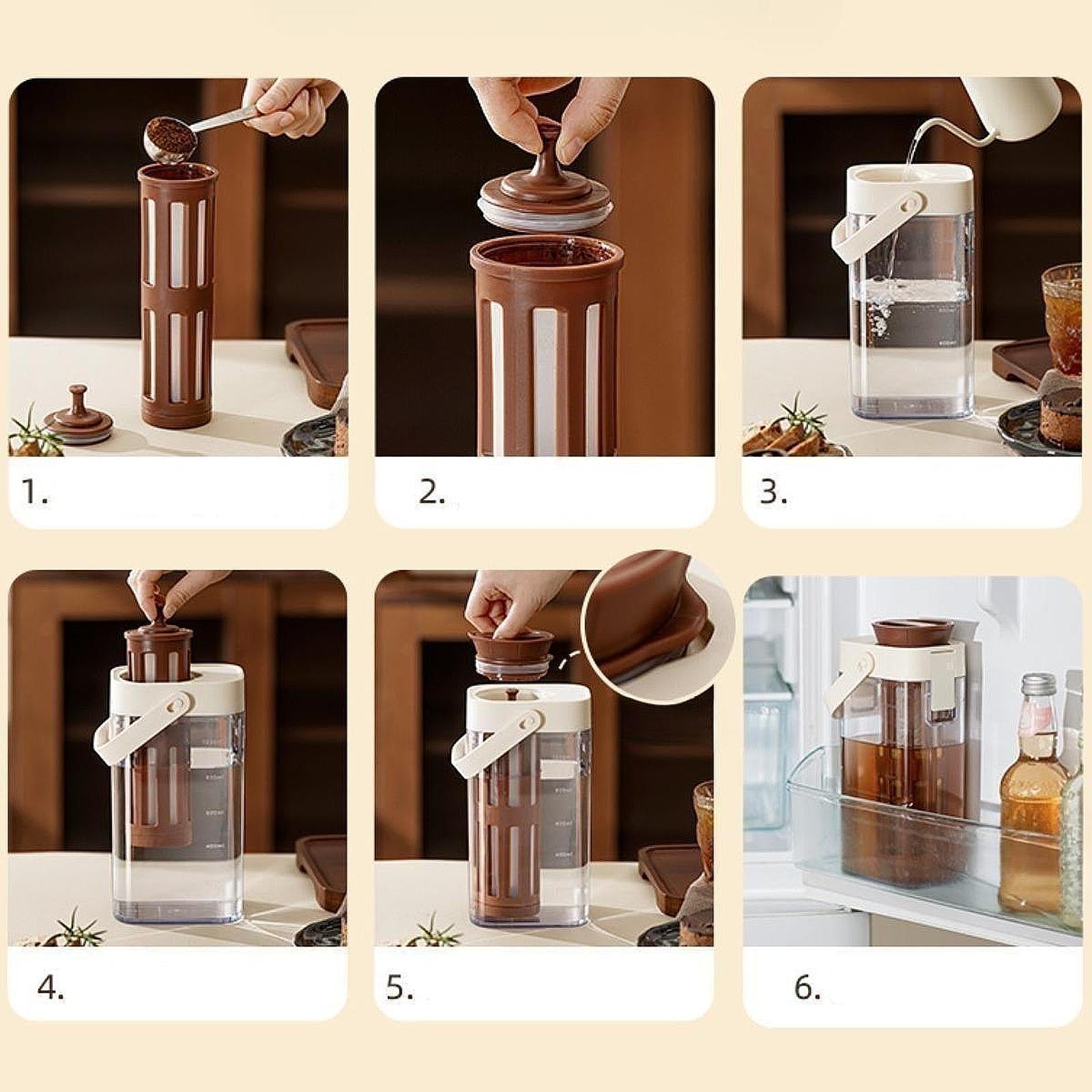 Cold Brew Coffee Maker Teapot Ice Brew Bottle for Fruit Drinks Milk Beverage