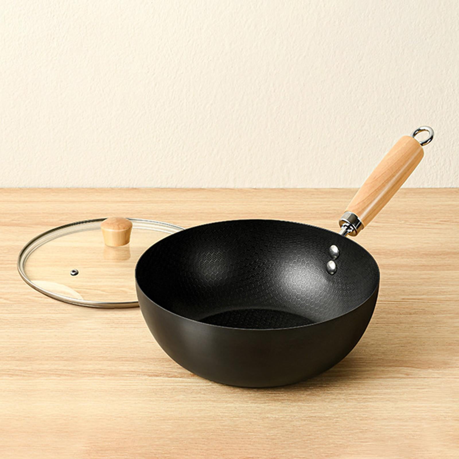 Iron Wok Pan Household Home No Coating Induction Cooker Cooking Pot Nonstick 18cm