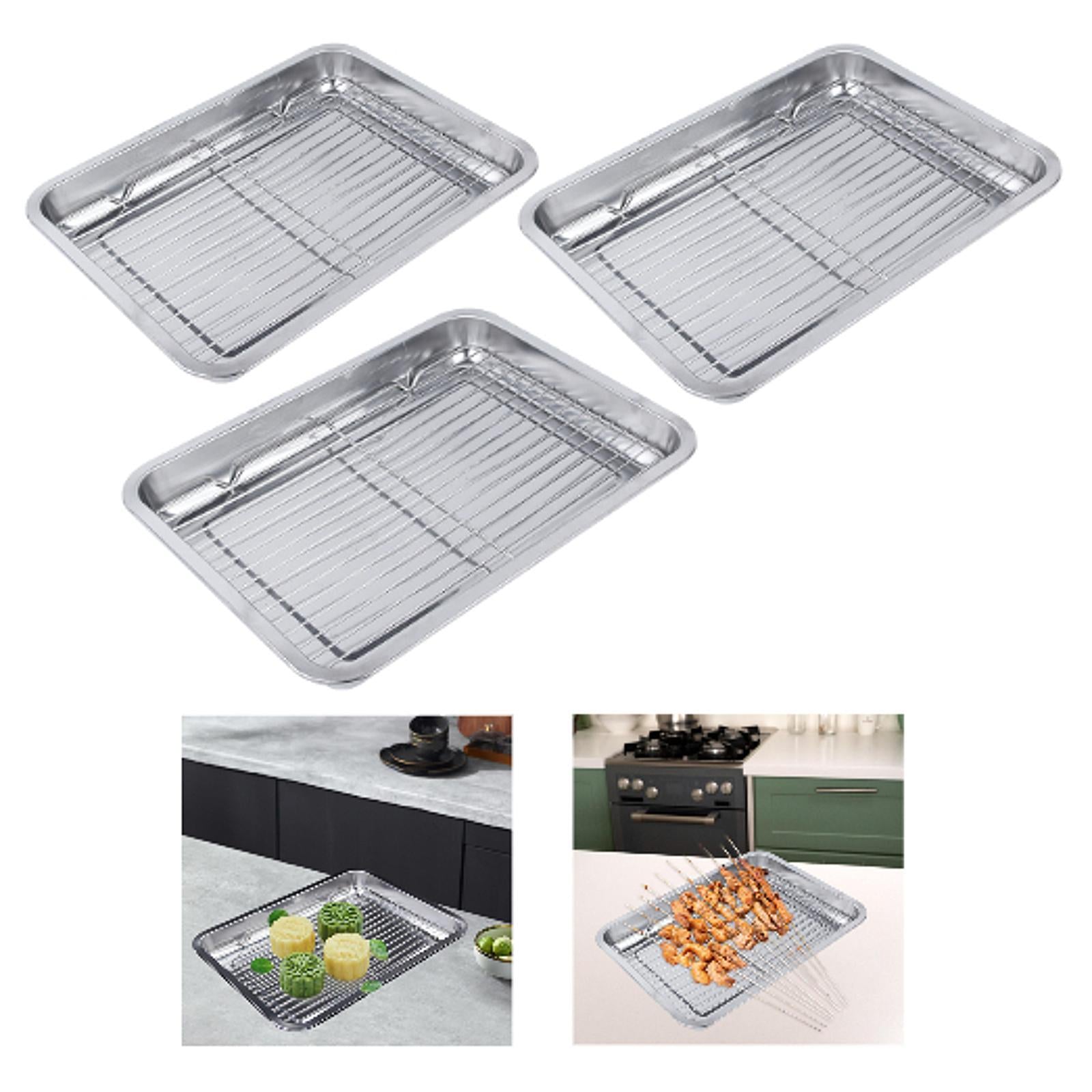 Cookie Pan Tray BBQ Easy Clean Family Gatherings Cake Baking Sheet with Rack 36cmx27cmx4.8cm