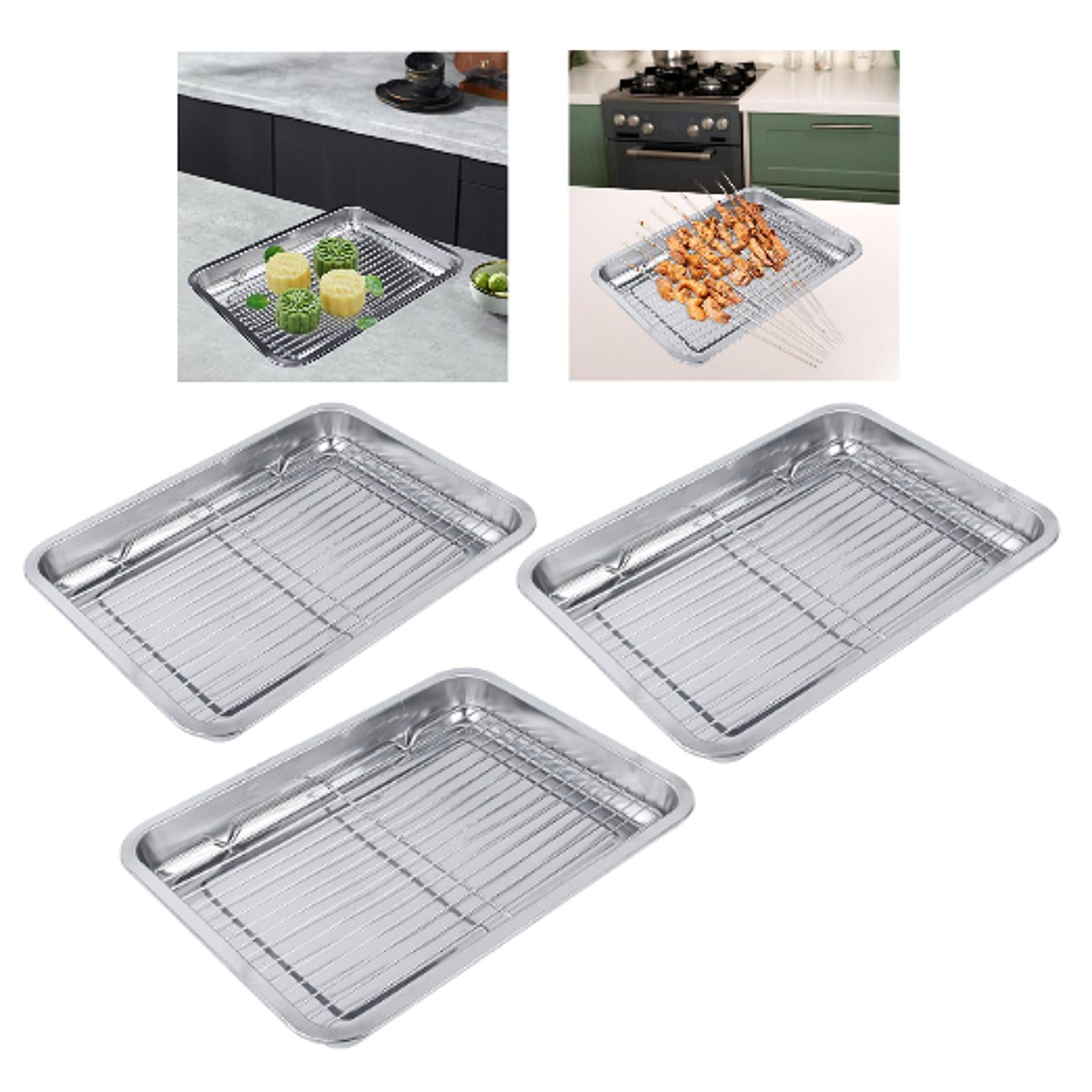 Cookie Pan Tray BBQ Easy Clean Family Gatherings Cake Baking Sheet with Rack 36cmx27cmx4.8cm