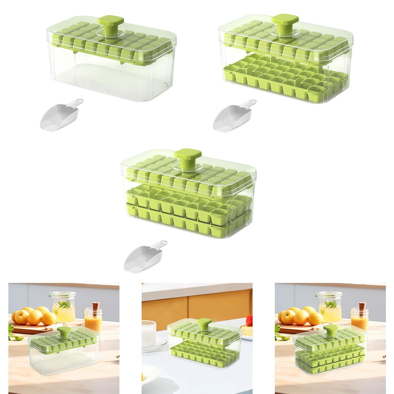 Press Type Ice Cube Maker Portable Ice Cube Mould for Cocktails Juice Drinks 32 Grids