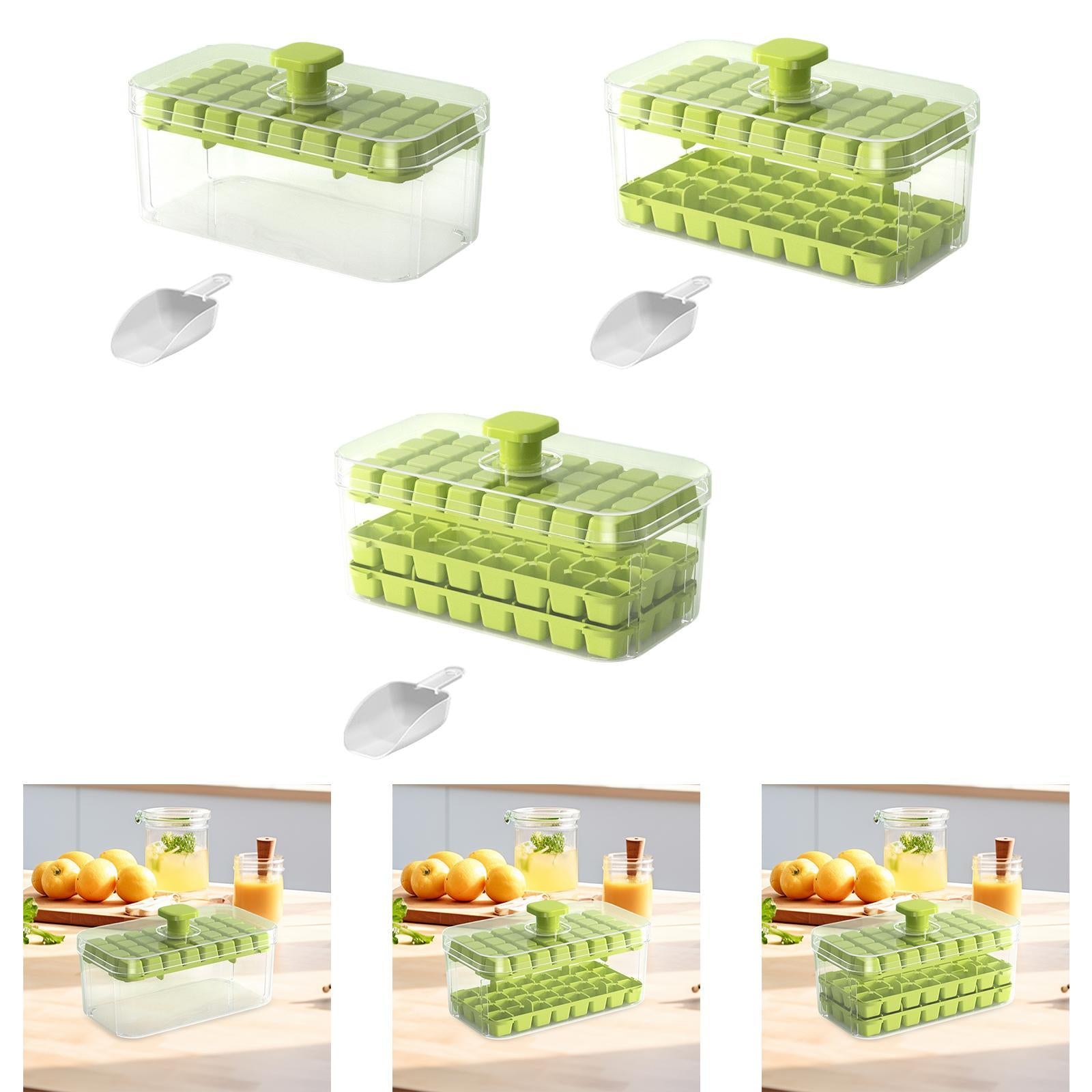 Press Type Ice Cube Maker Portable Ice Cube Mould for Cocktails Juice Drinks 32 Grids