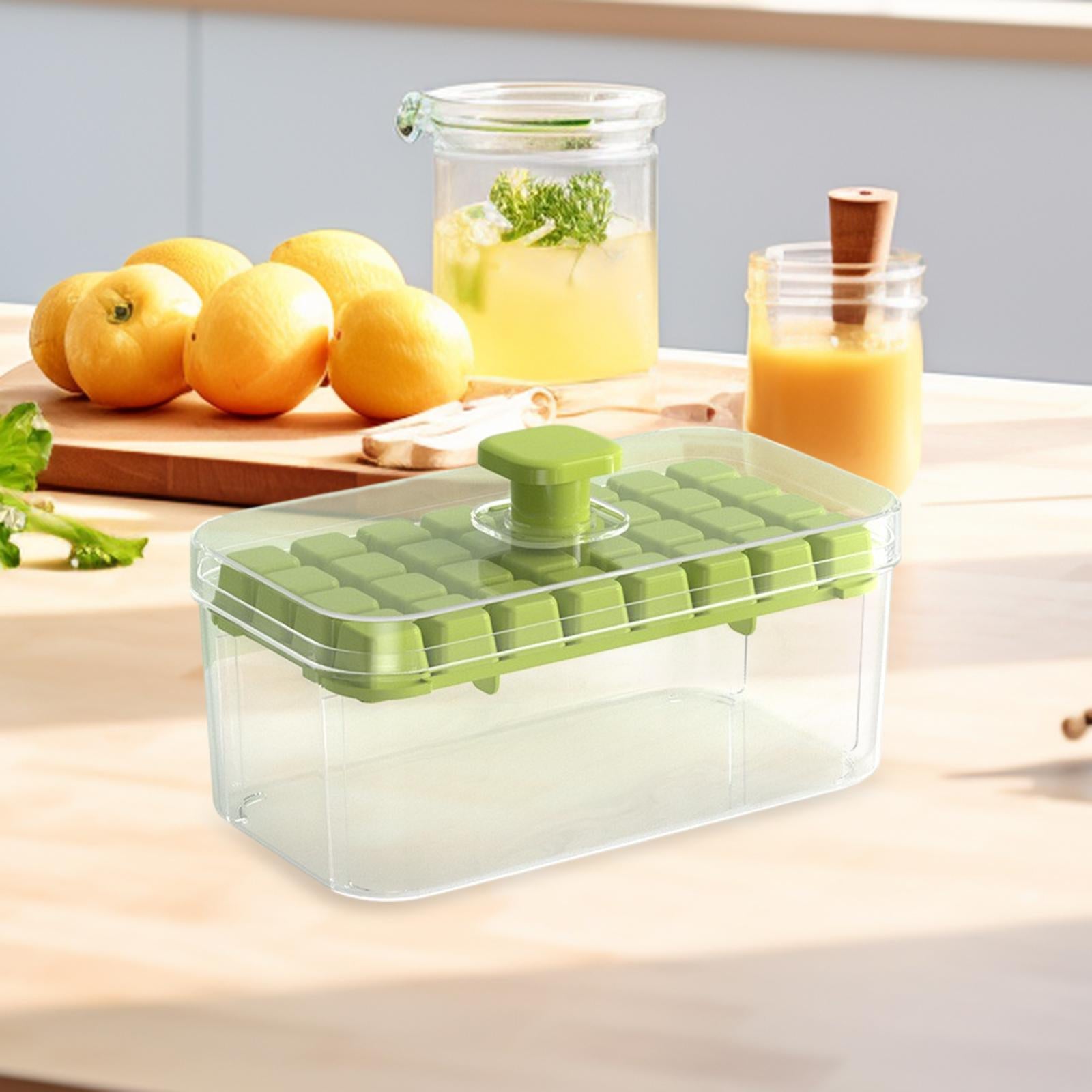 Press Type Ice Cube Maker Portable Ice Cube Mould for Cocktails Juice Drinks 32 Grids