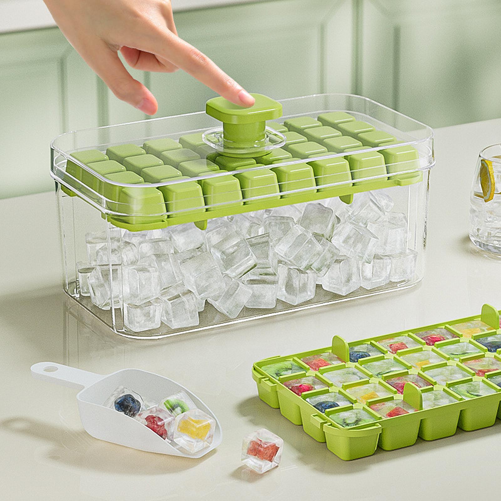 Press Type Ice Cube Maker Portable Ice Cube Mould for Cocktails Juice Drinks 64 Grids