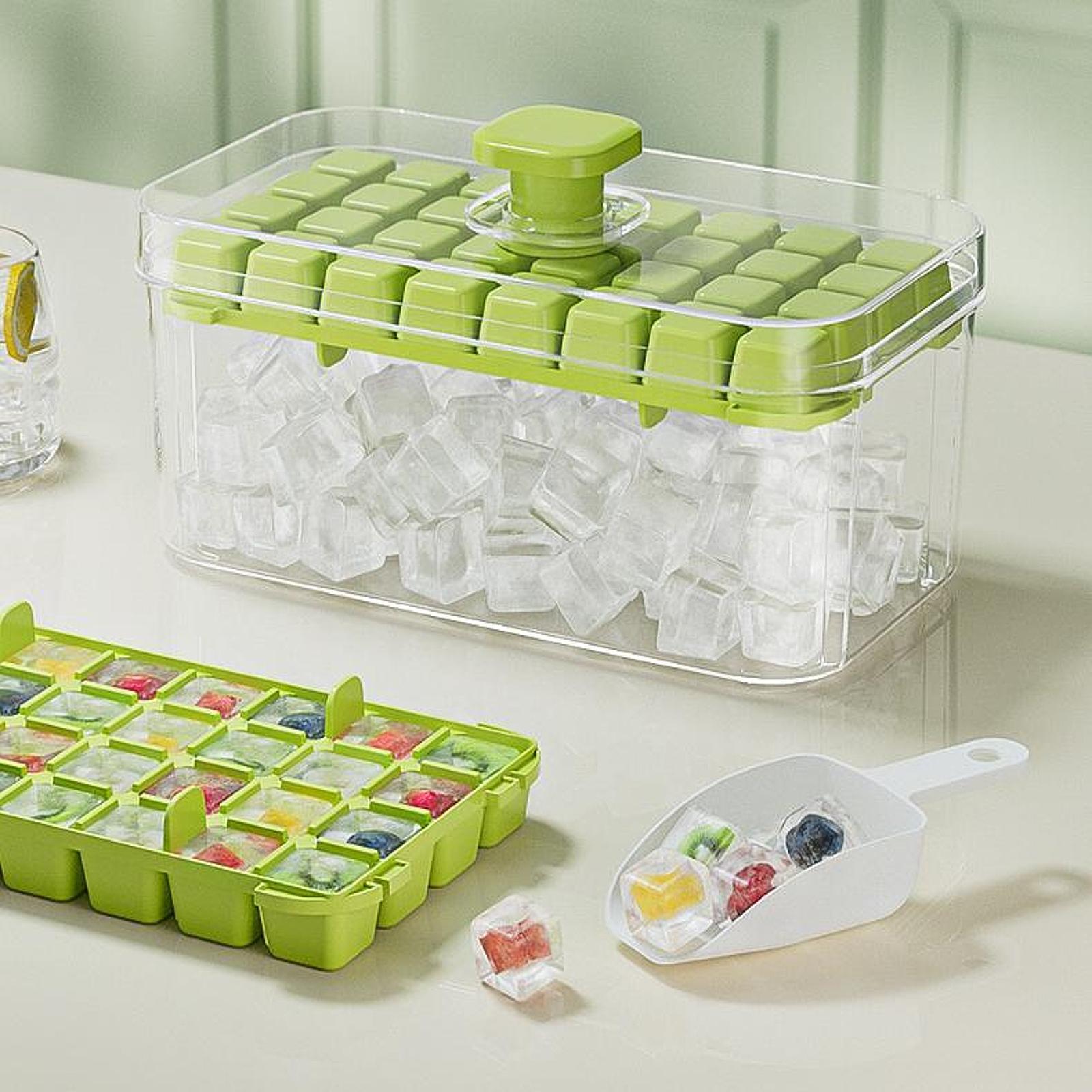 Press Type Ice Cube Maker Portable Ice Cube Mould for Cocktails Juice Drinks 64 Grids