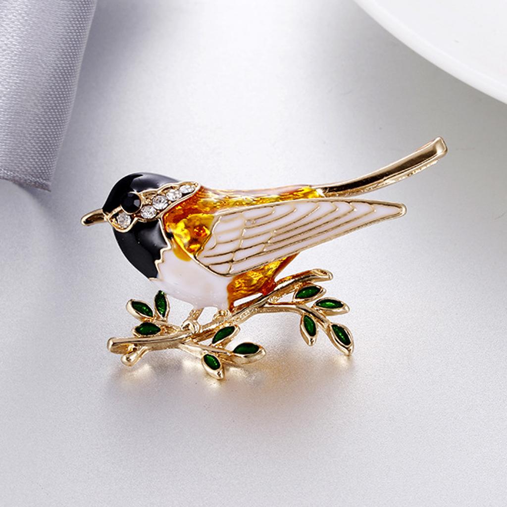 Fashion Women Alloy Enamel Bird Animal Brooch Pin Jewelry Gift Black White