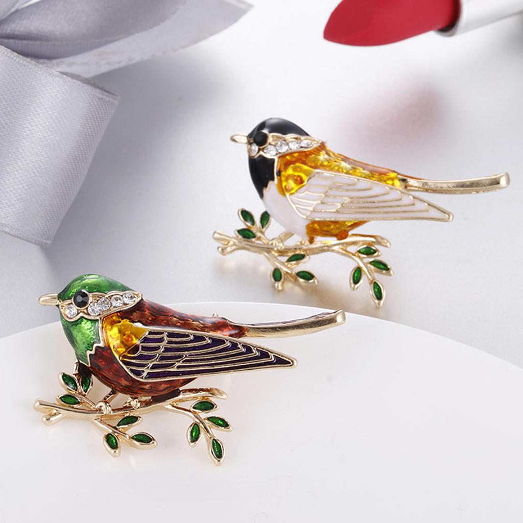 Fashion Women Alloy Enamel Bird Animal Brooch Pin Jewelry Gift Black White