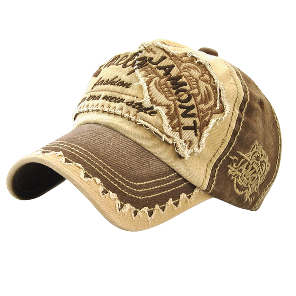 Baseball Cap Adjustable Cotton Outdoor Rivet Denim Hat Coffee