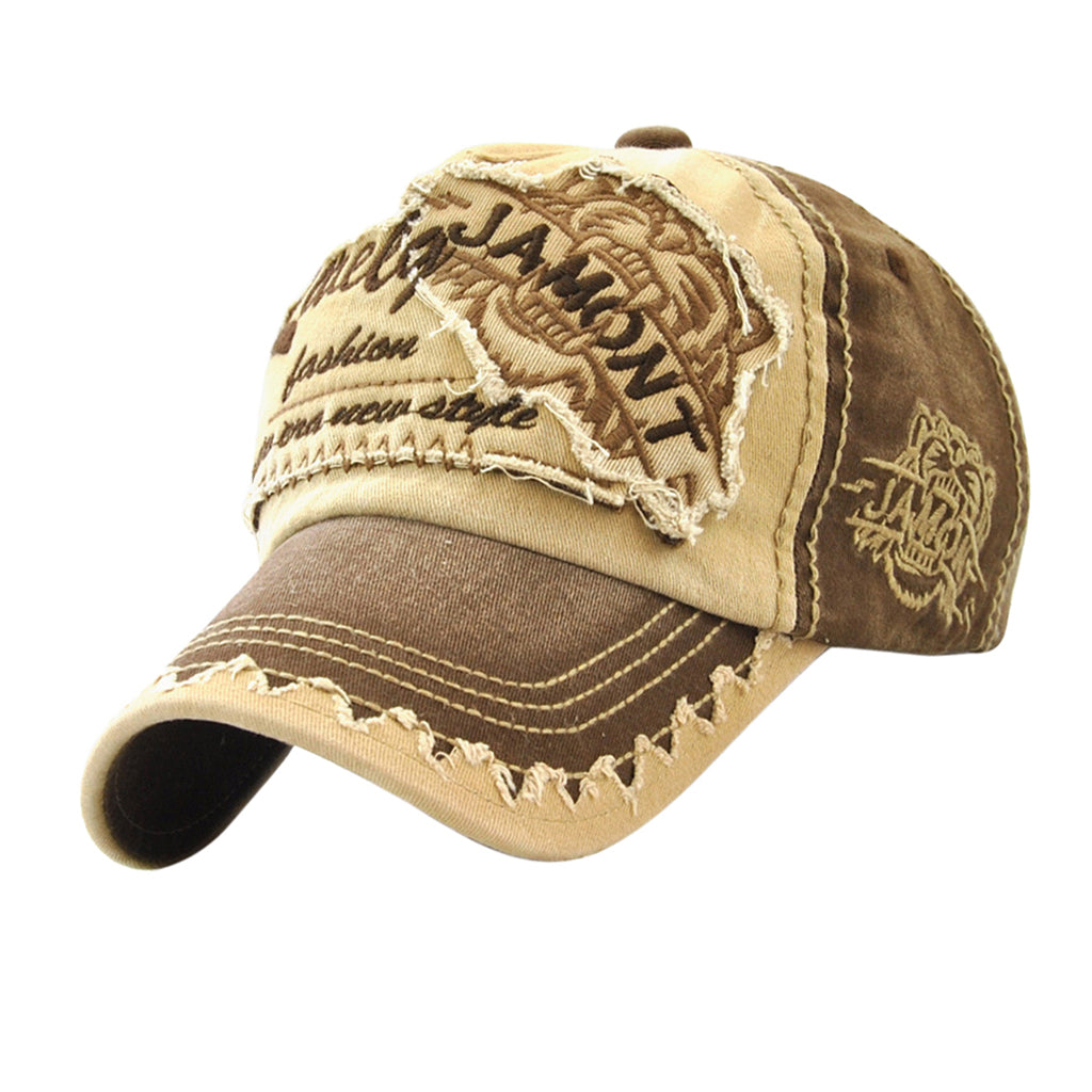 Baseball Cap Adjustable Cotton Outdoor Rivet Denim Hat Coffee