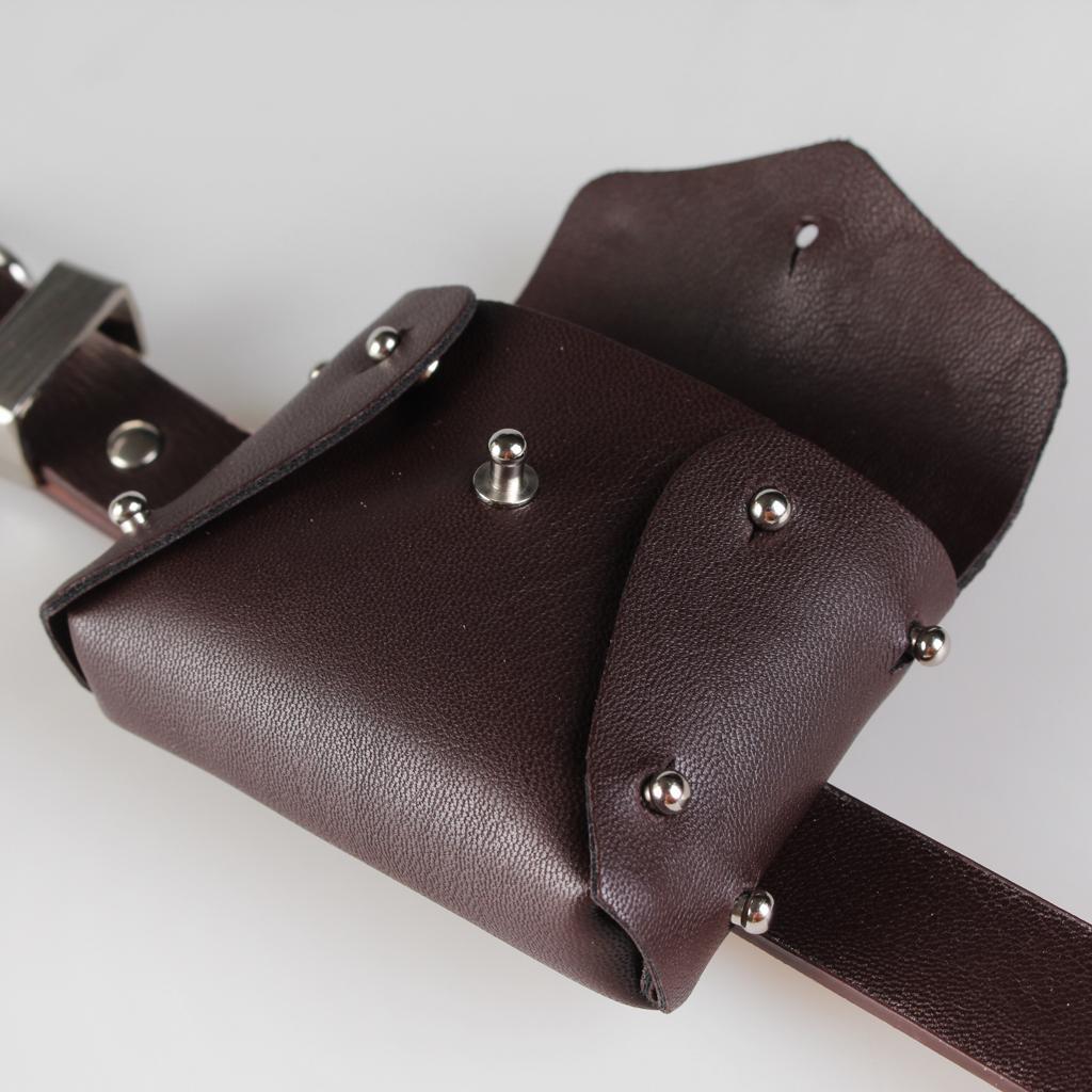 Women Elegant PU Waist Belt Detachable Fanny Pack Bum Bag brown-Pu leather