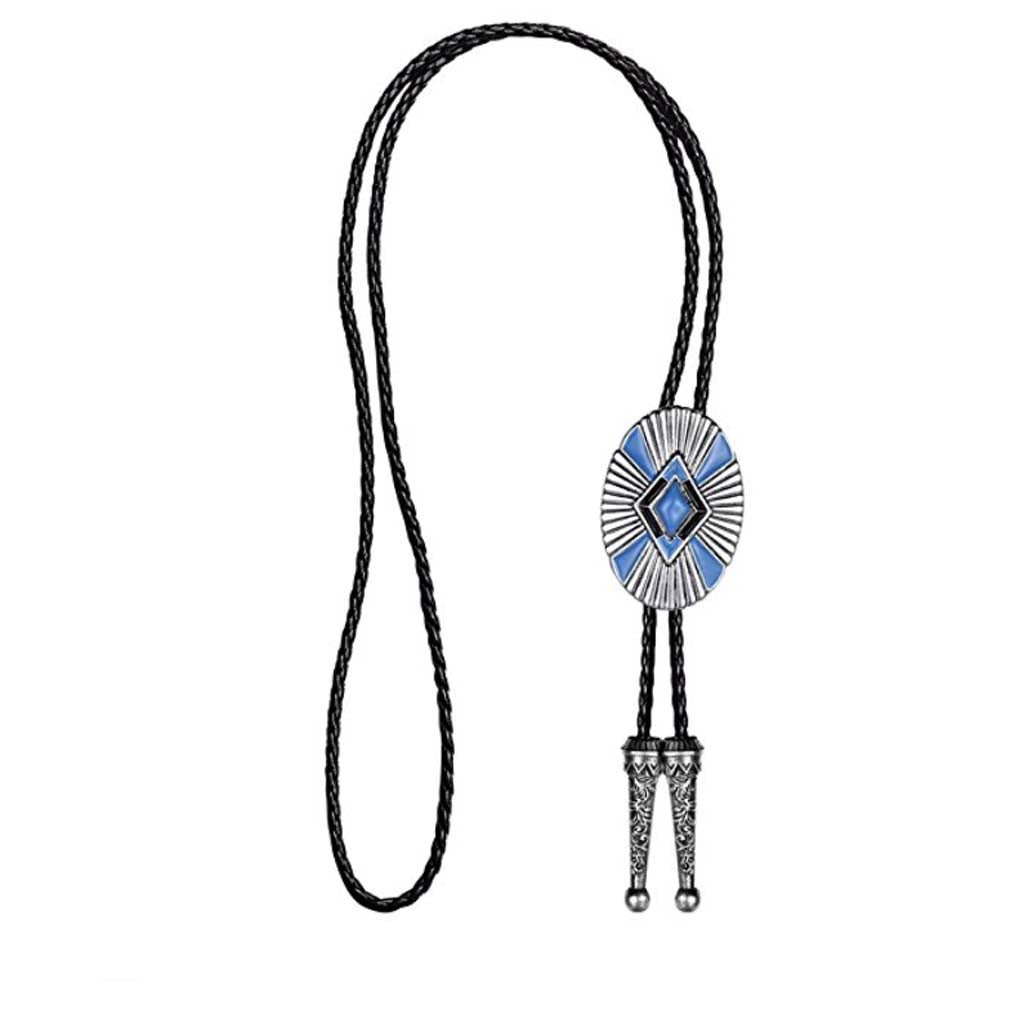 Retro Celtic Pattern Western Cowboy Rodeo Bolo Tie Leather Necktie Necklace