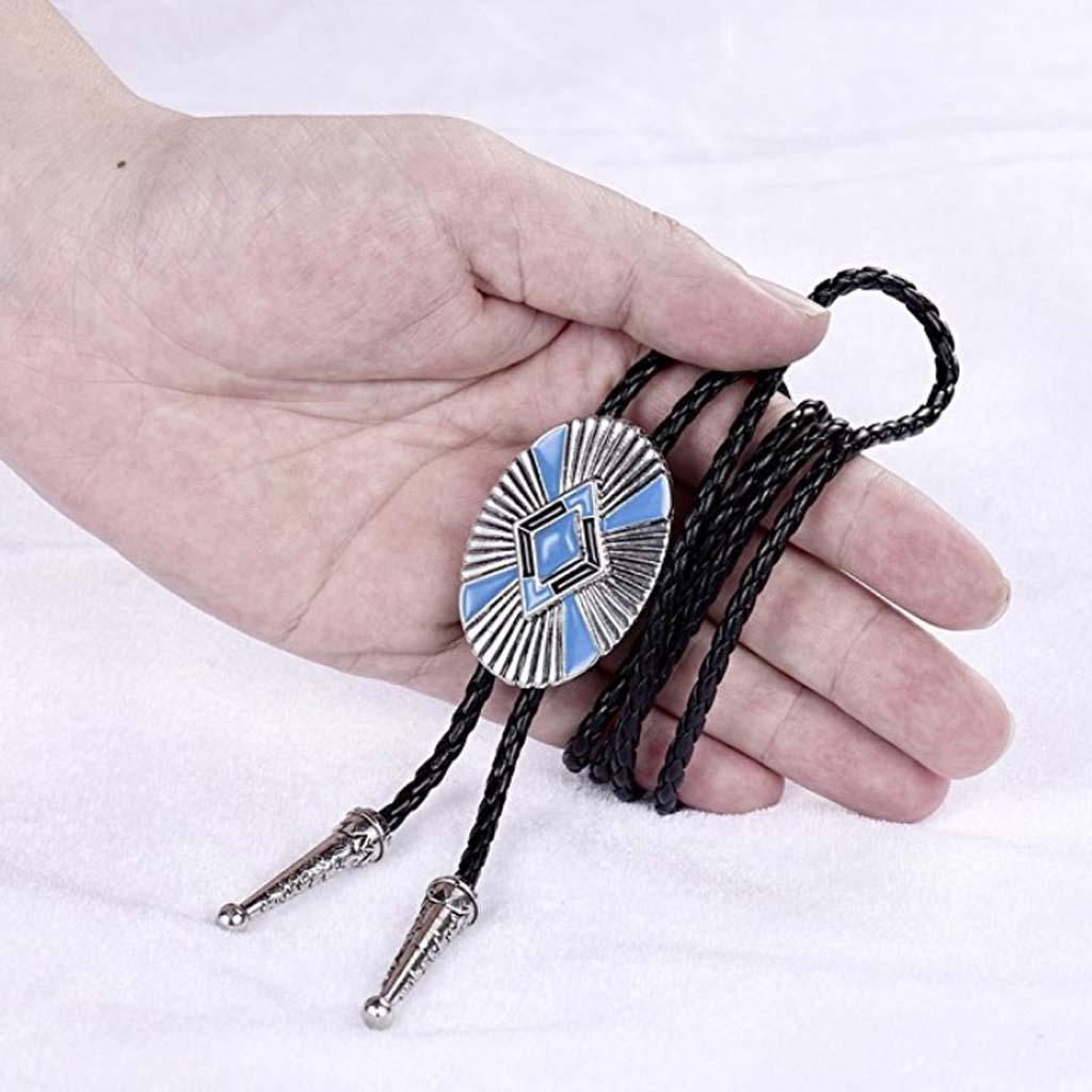 Retro Celtic Pattern Western Cowboy Rodeo Bolo Tie Leather Necktie Necklace