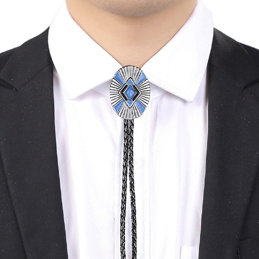 Retro Celtic Pattern Western Cowboy Rodeo Bolo Tie Leather Necktie Necklace