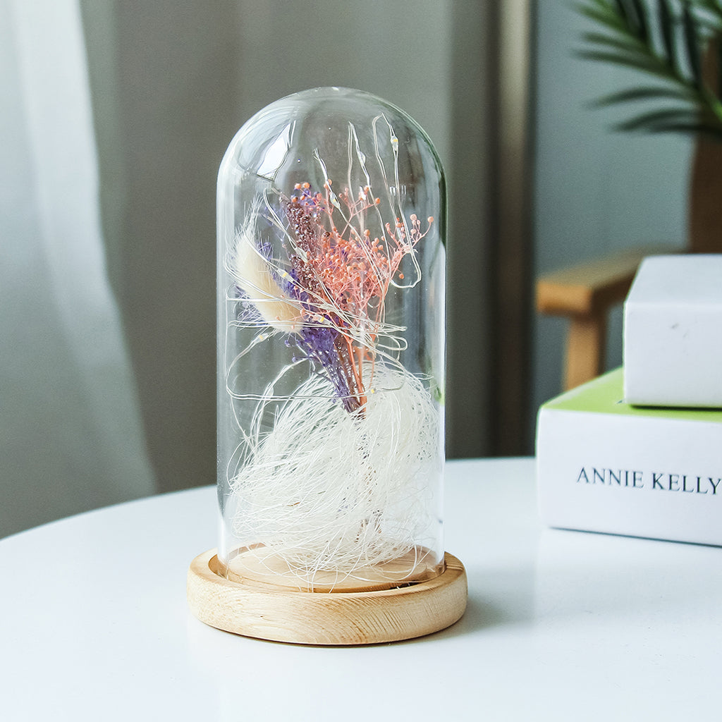 Dried Flower Glass Dome Lamp LED Night Light String Table Lamp Colourful