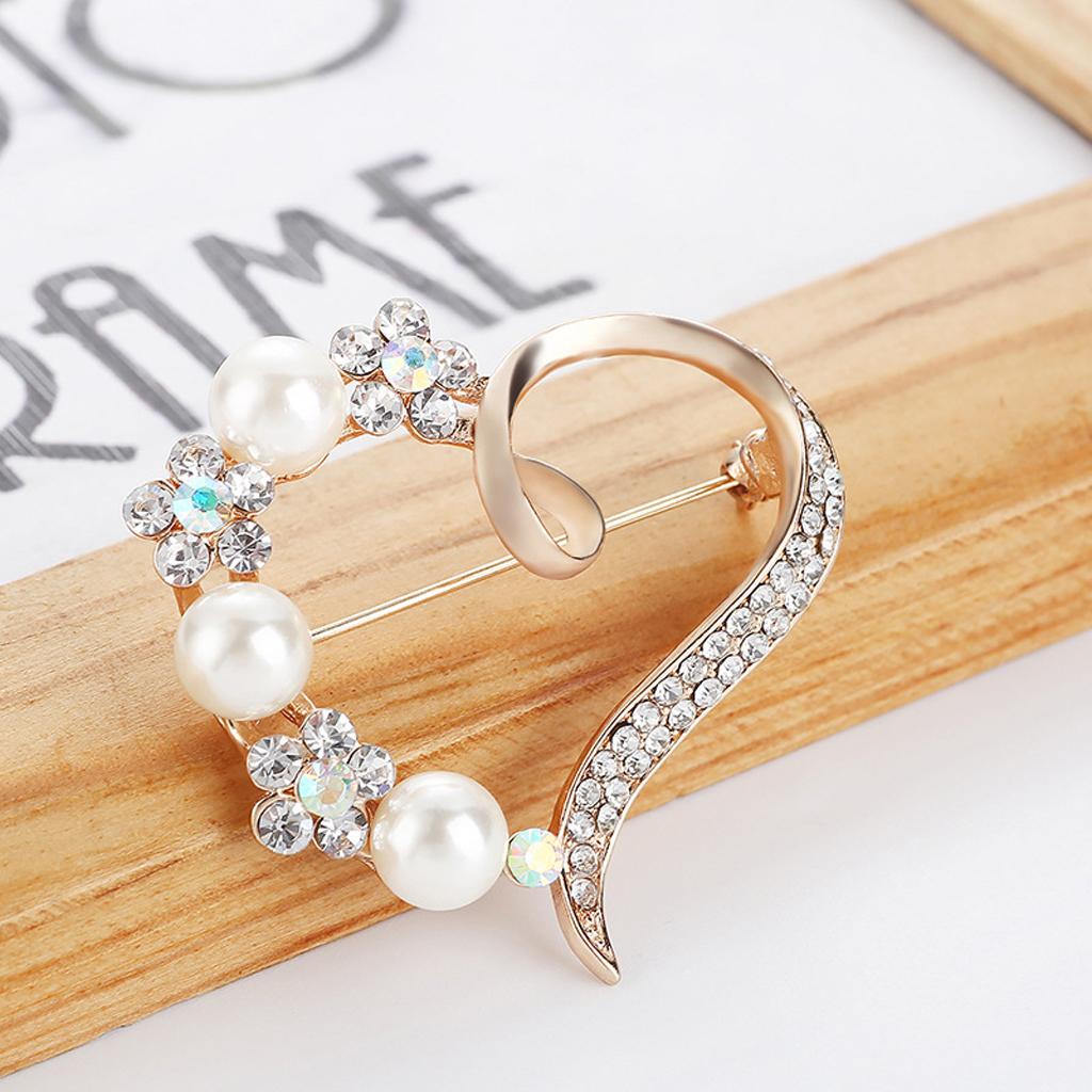 Women Crystal Brooch Pin Rhinestone Bridal Corsage Clip Buckle Gift Heart