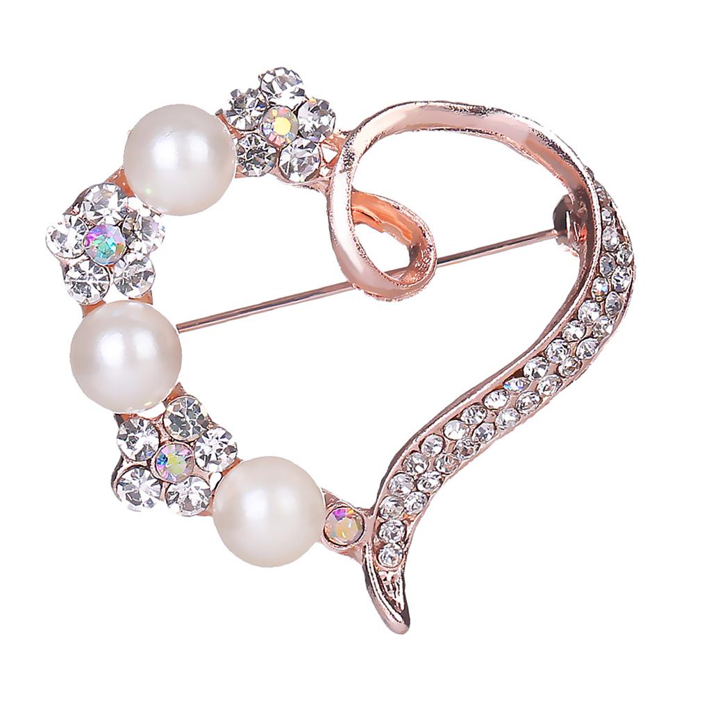 Women Crystal Brooch Pin Rhinestone Bridal Corsage Clip Buckle Gift Heart