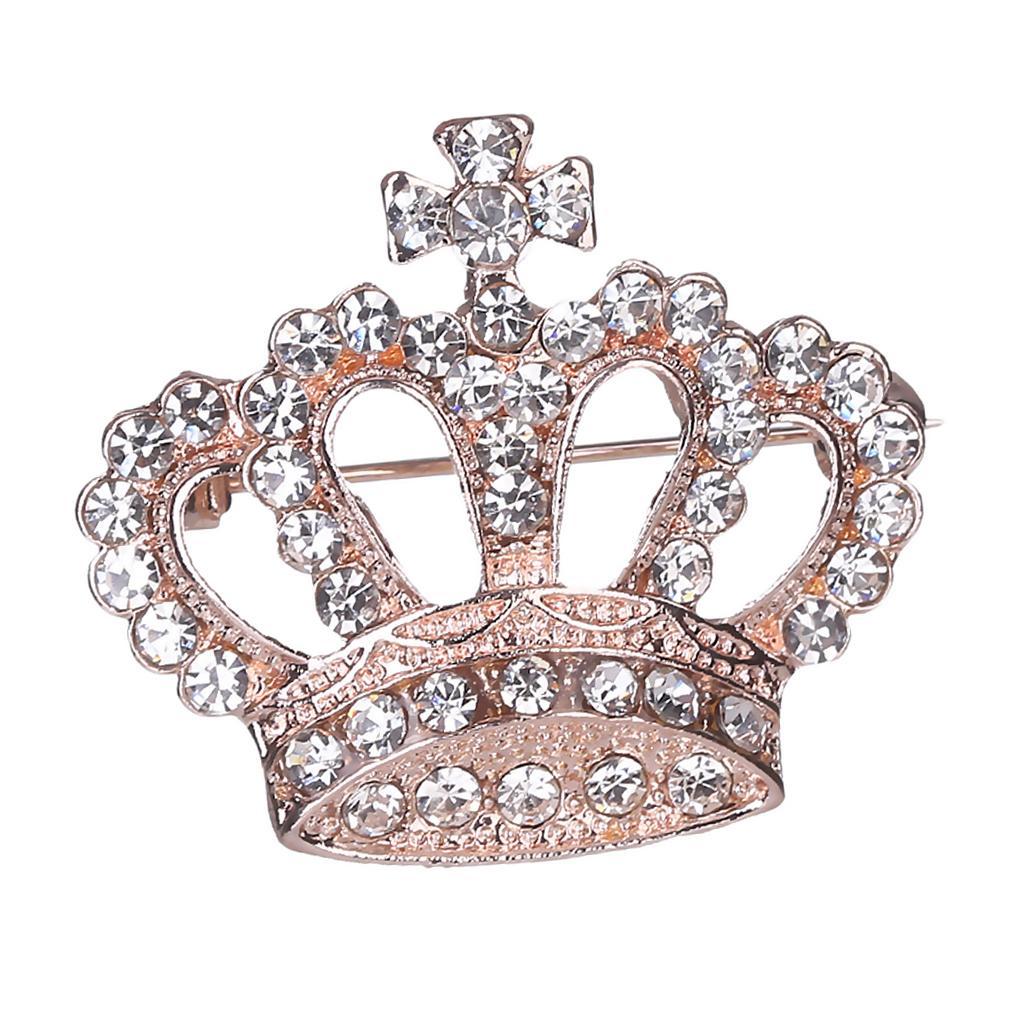 Women Crystal Brooch Pin Rhinestone Bridal Corsage Clip Buckle Gift Crown