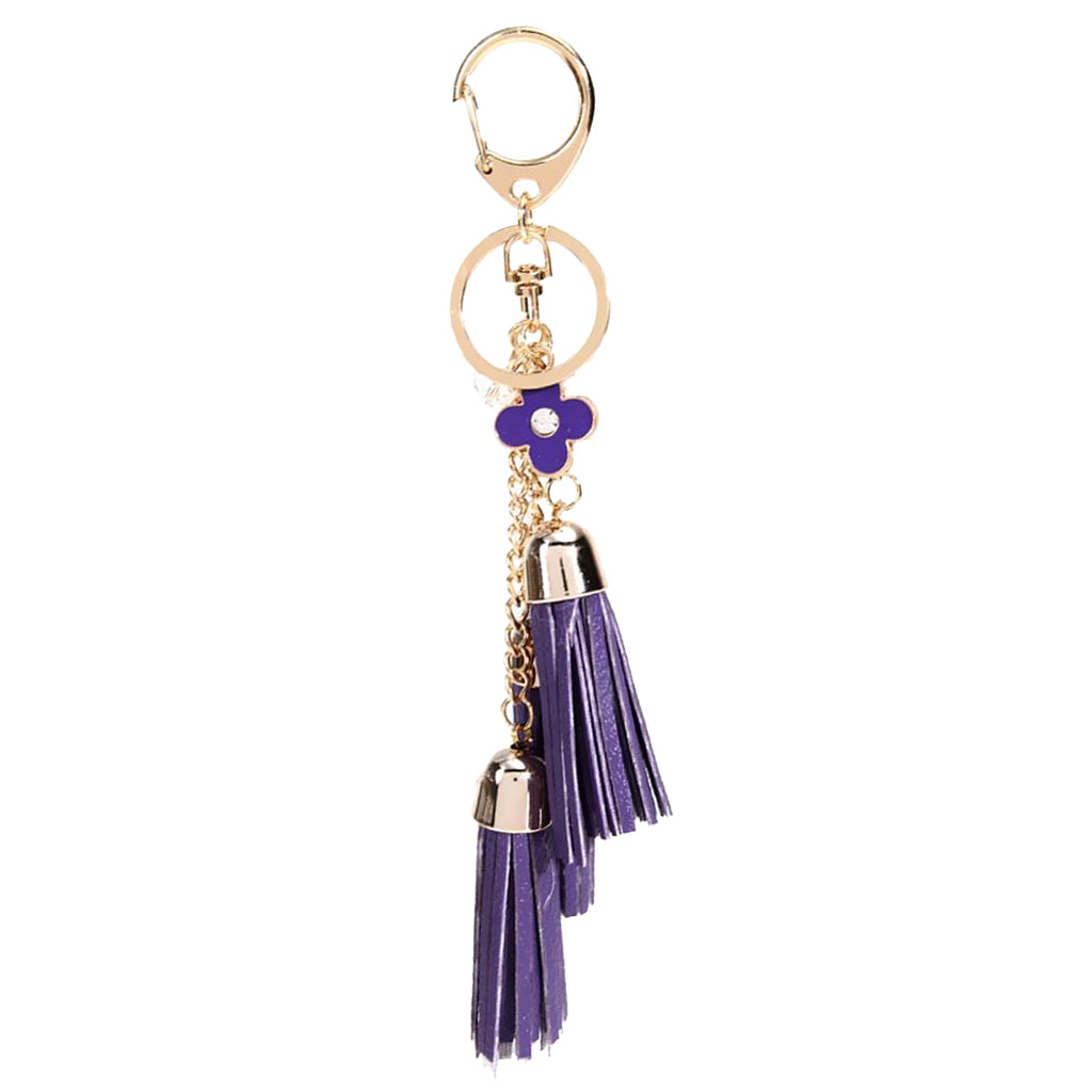 Women Girls Kids Tassel Key Chain Car Key Ring Accessory Bag Decor Pendant Purple