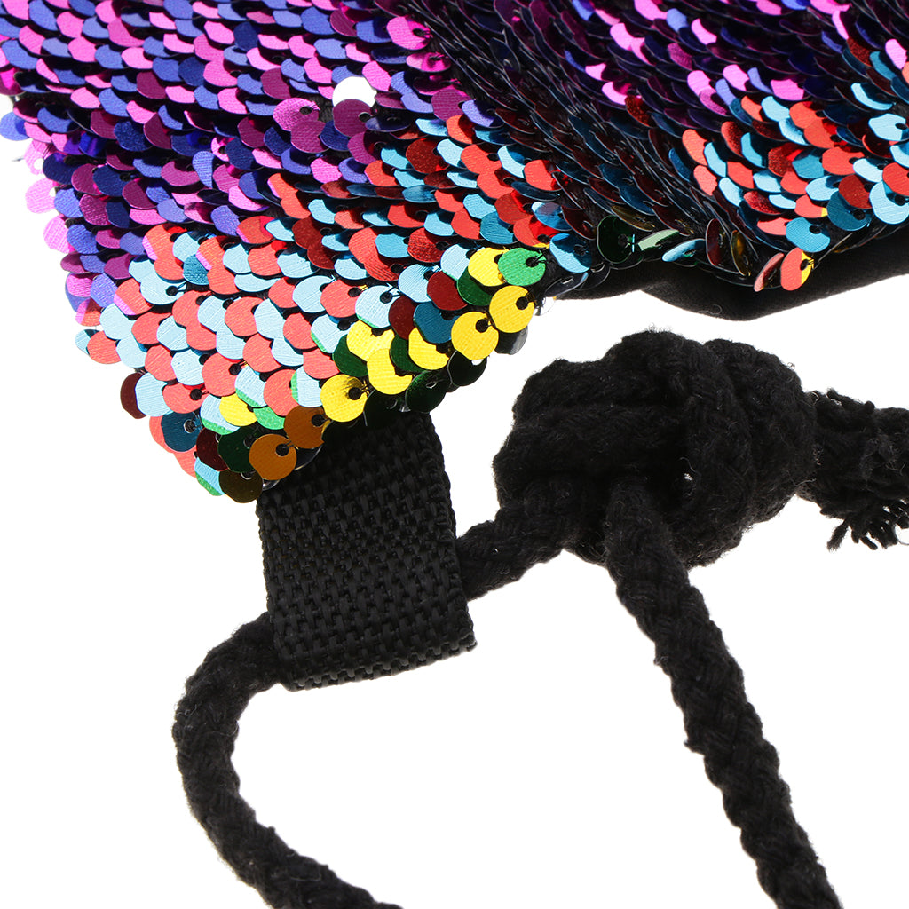 Sequin Drawstring Bag Reversible Sequin Backpack Glittering Shoulder Bag Colorful