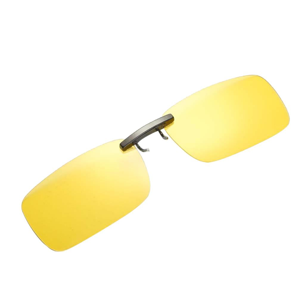 Unisex Polarized Clip On UV400 Driving Rectangle Sunglasses Yellow