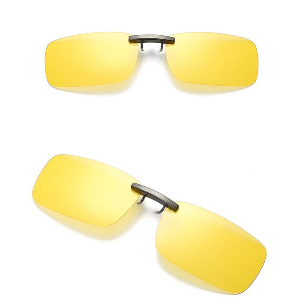 Unisex Polarized Clip On UV400 Driving Rectangle Sunglasses Yellow
